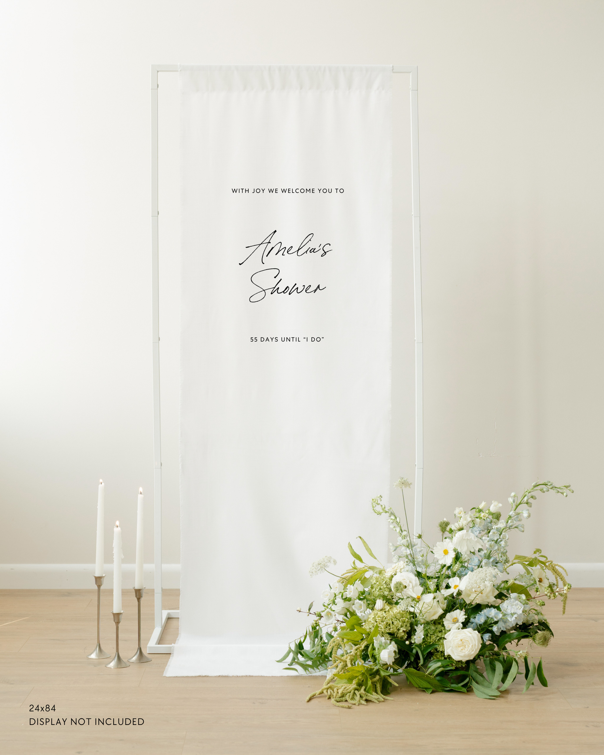 Linen Bridal Shower Welcome Sign With Joy We Welcome You To Amelia's Shower