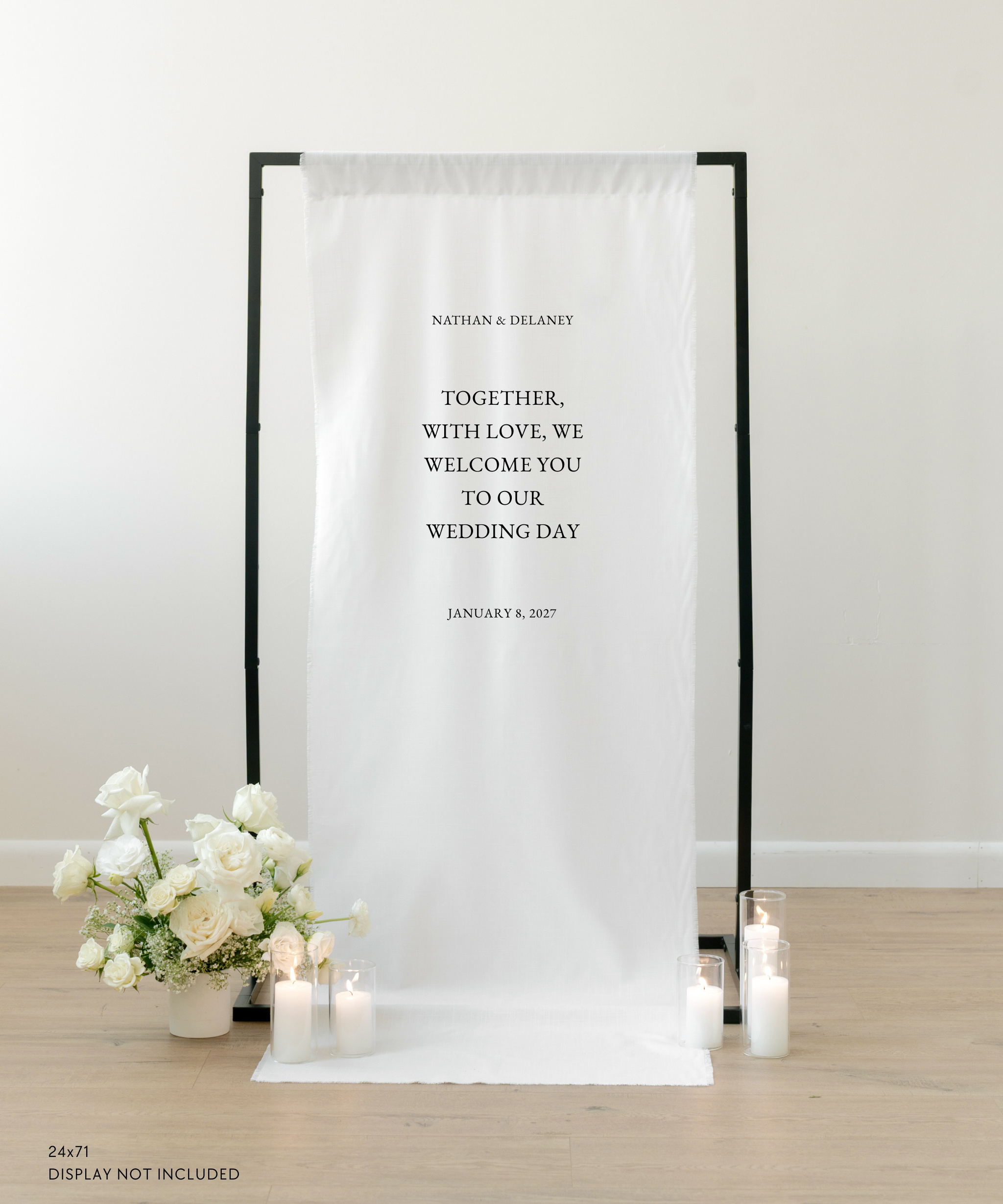 Linen Custom Wedding Quote Sign Together With Love We Welcome You To Our Wedding Day