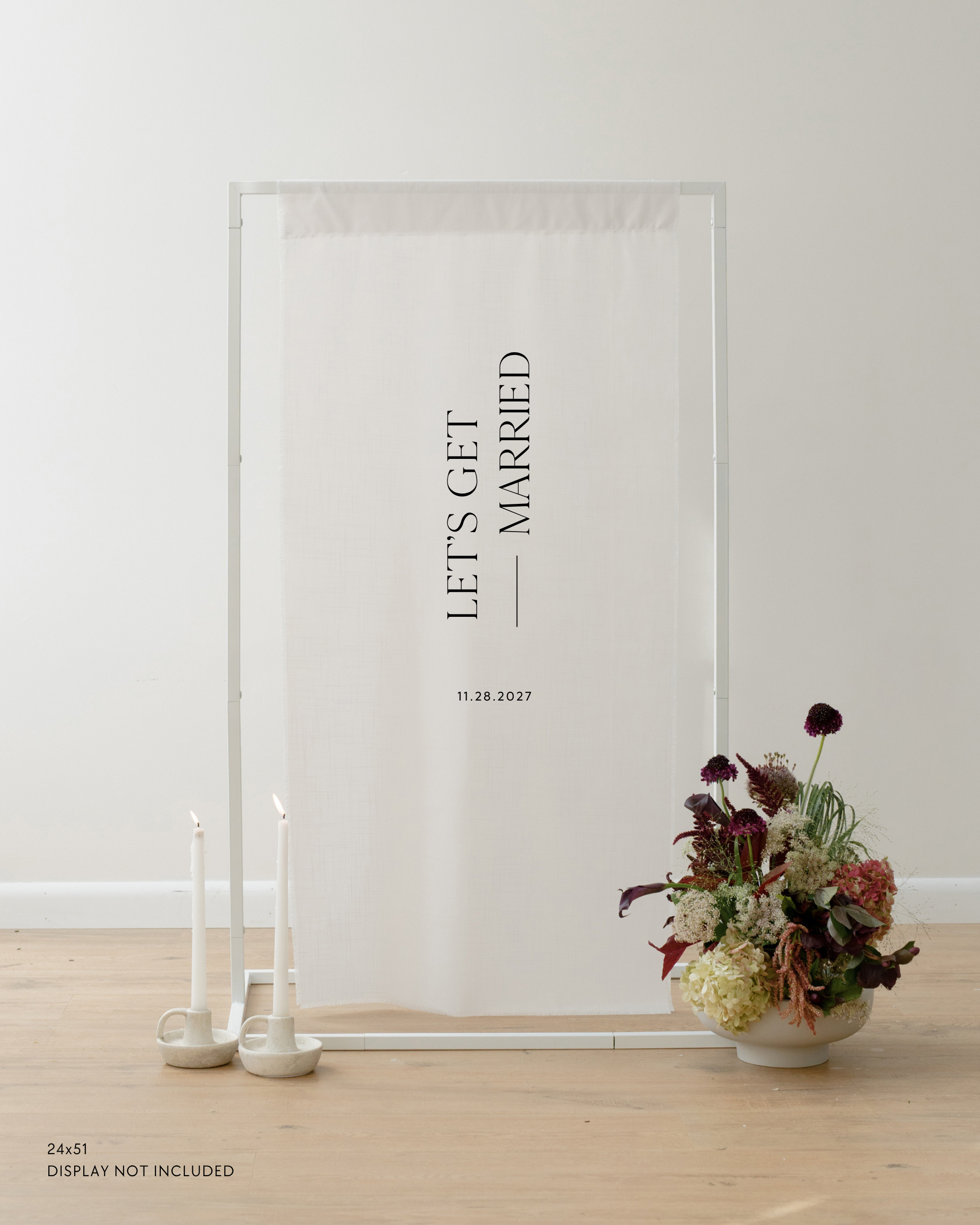 Linen Custom Wedding Quote Sign Let's Get Married
