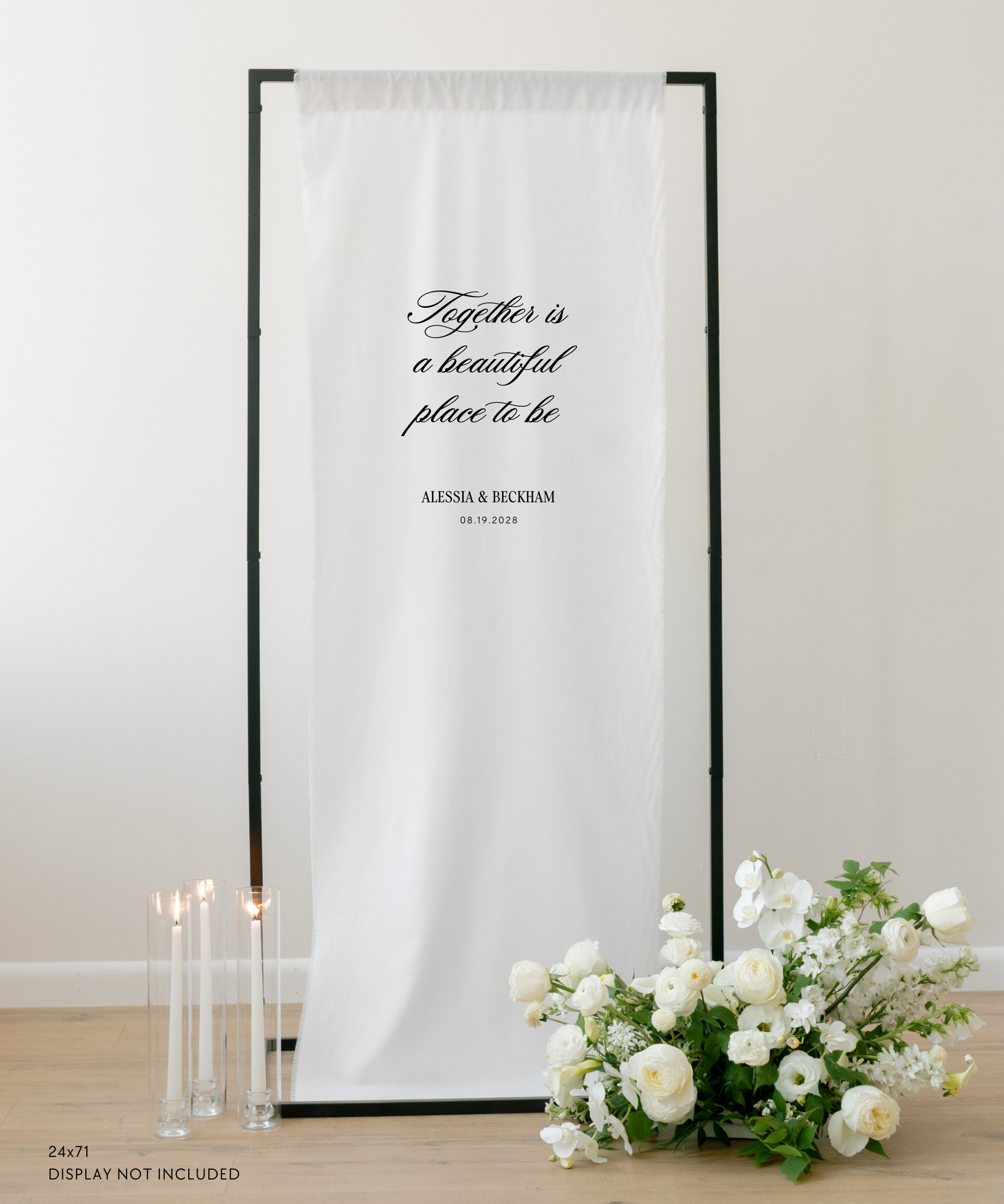 Linen Custom Quote Wedding Sign together is a beautiful place to be personalized elegant script