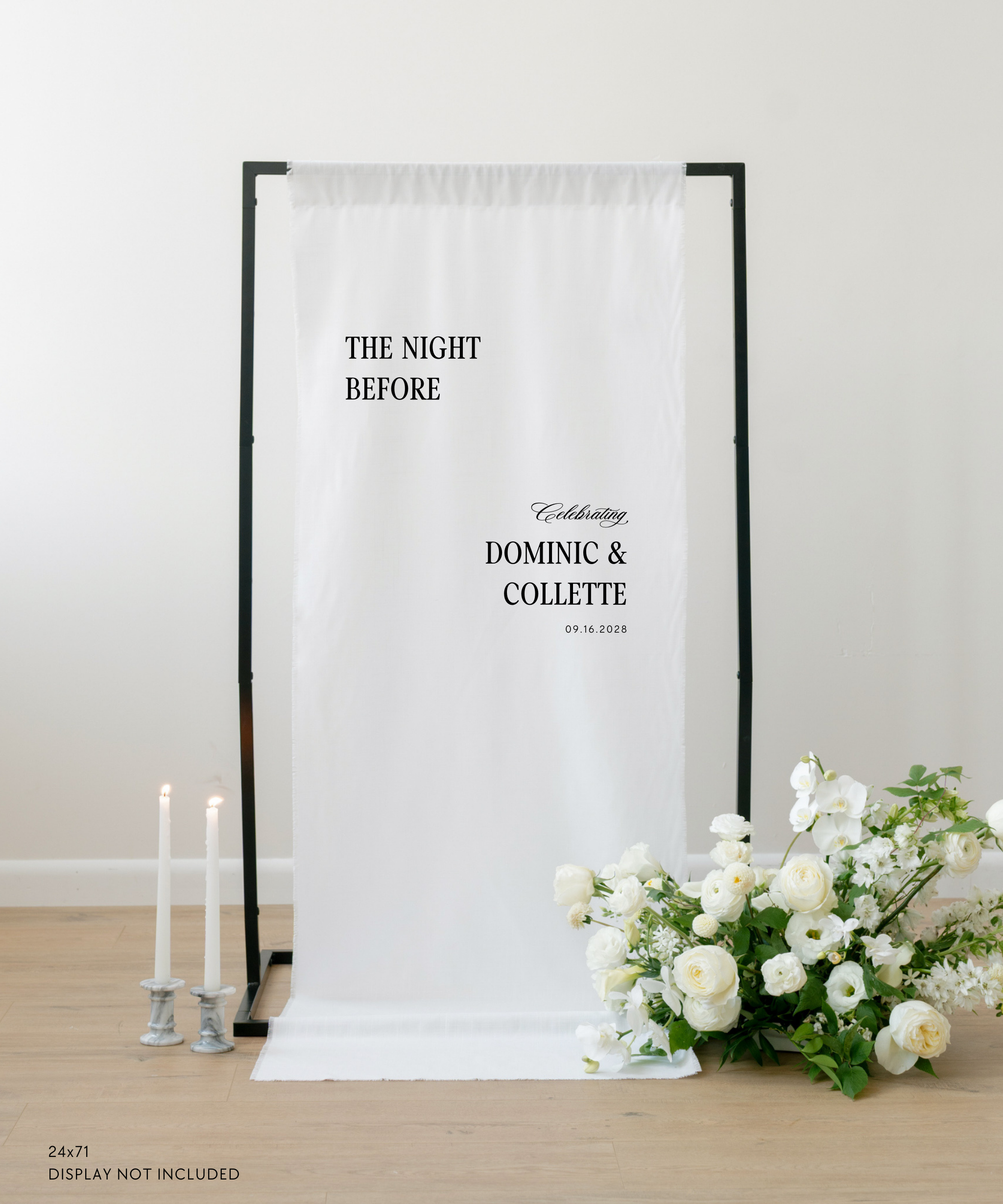 Linen Wedding Rehearsal Dinner Welcome Sign the night before