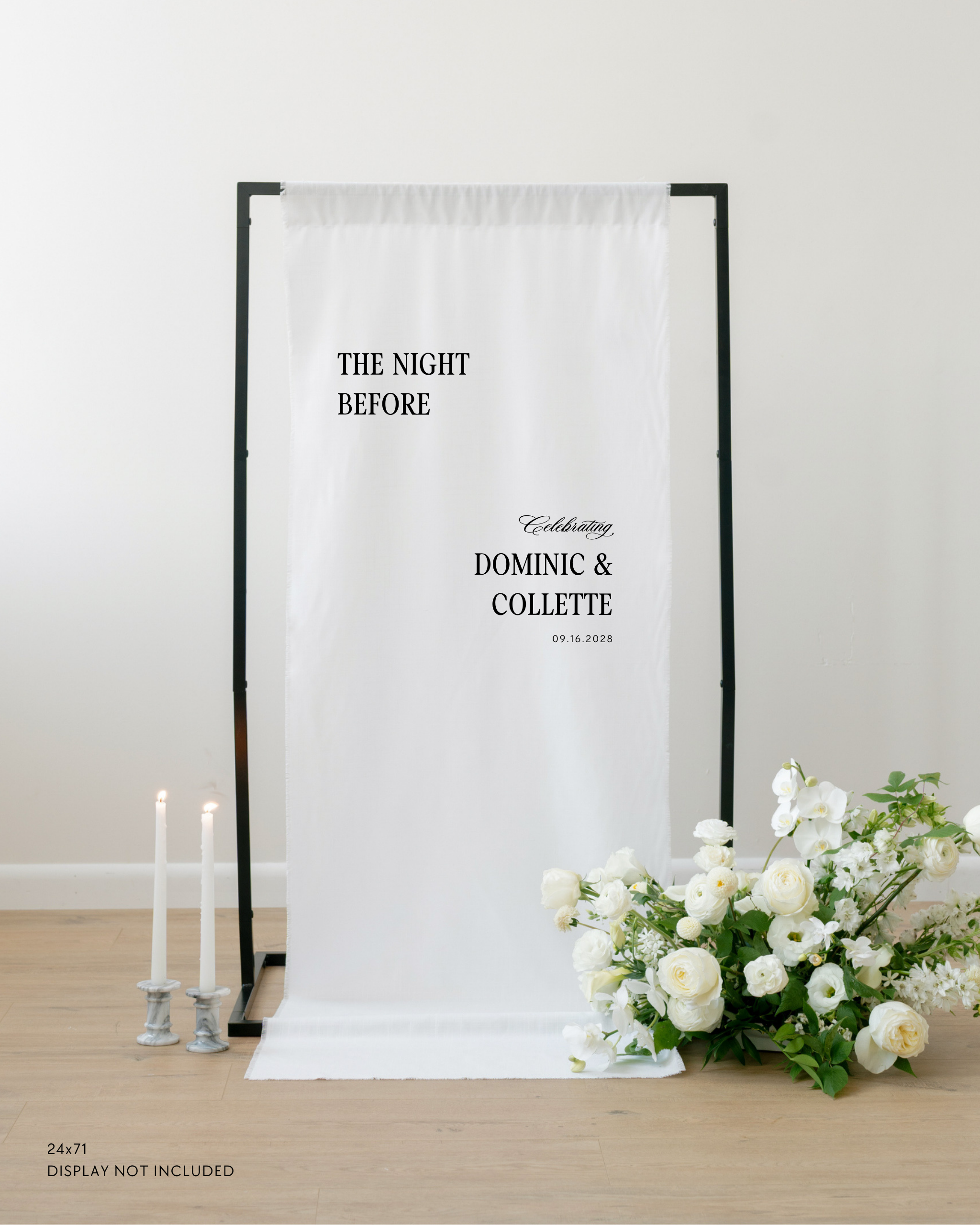 Linen Wedding Rehearsal Dinner Welcome Sign the night before