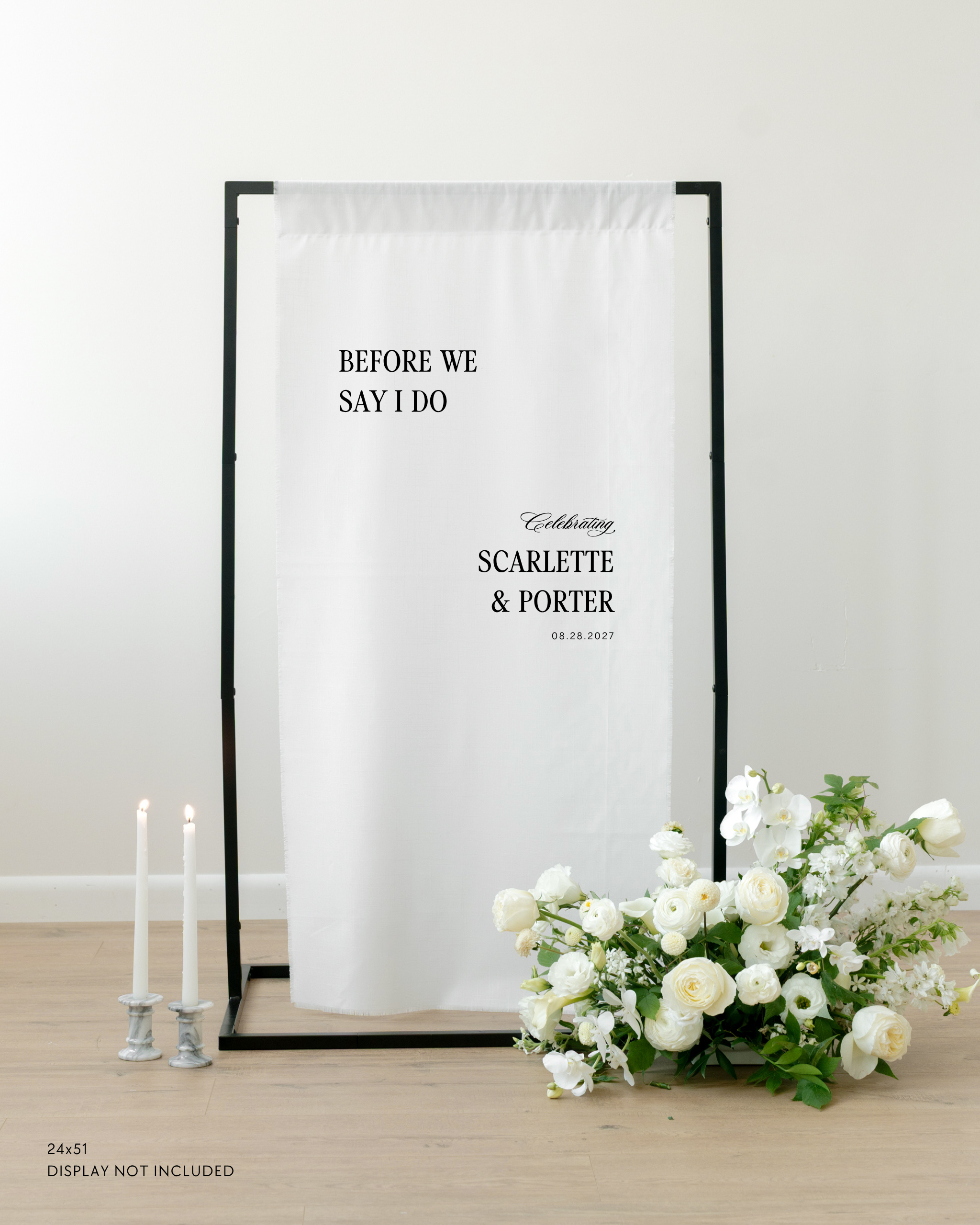 Linen Wedding Rehearsal Dinner Welcome Sign Before We Say I Do