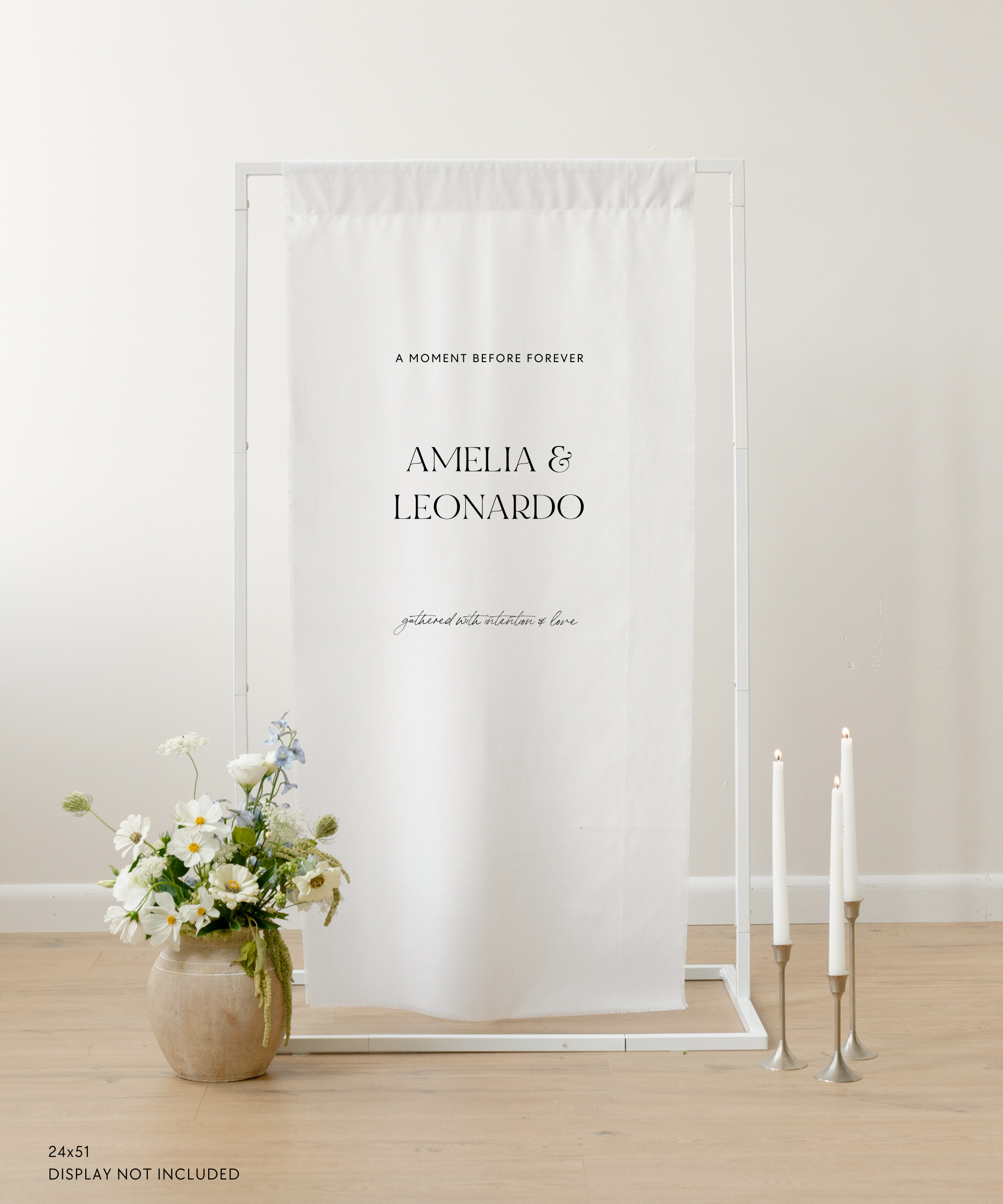 Linen Wedding Rehearsal Dinner Welcome Sign A Moment Before Forever