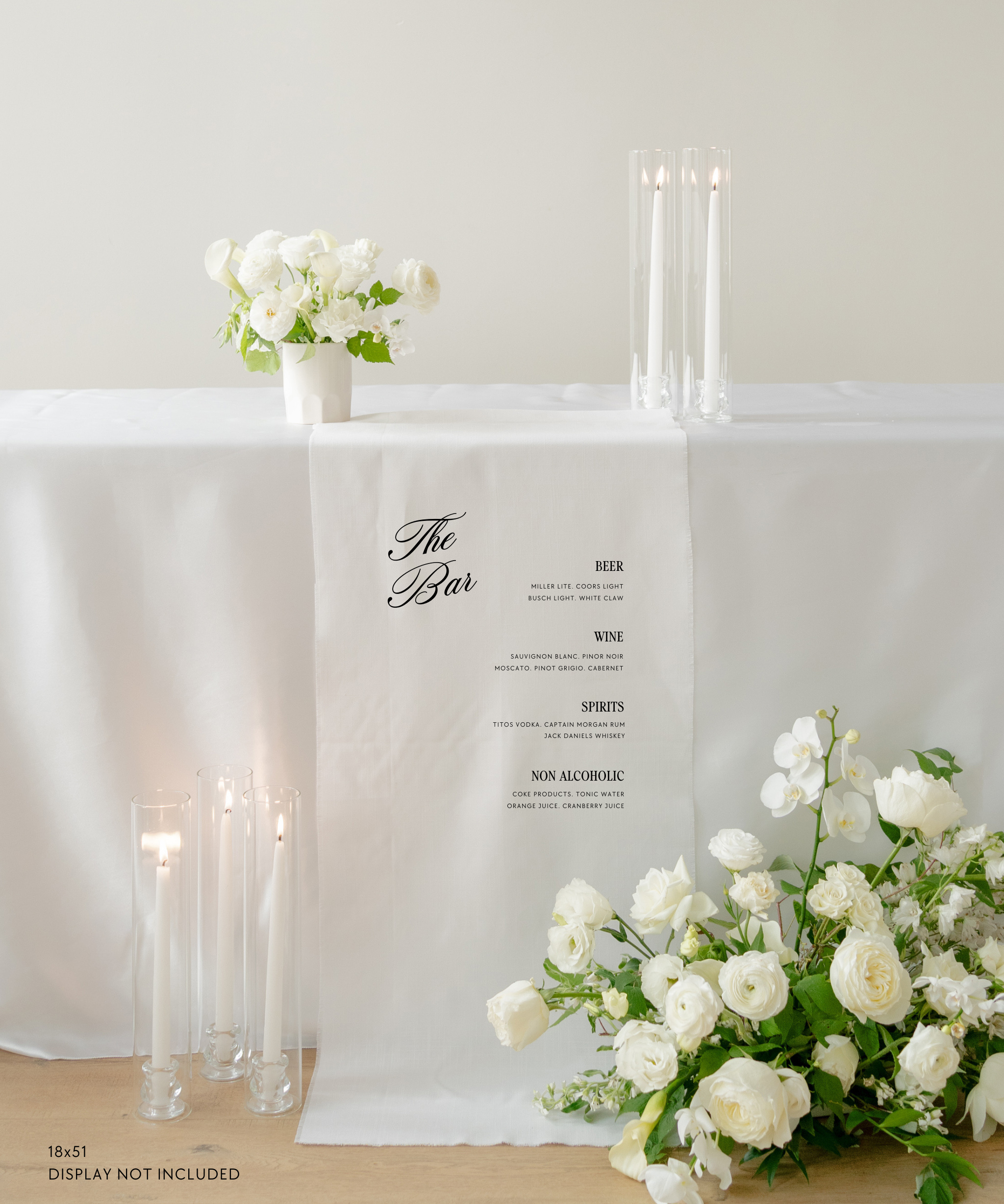 Linen Wedding Bar Menu Sign
