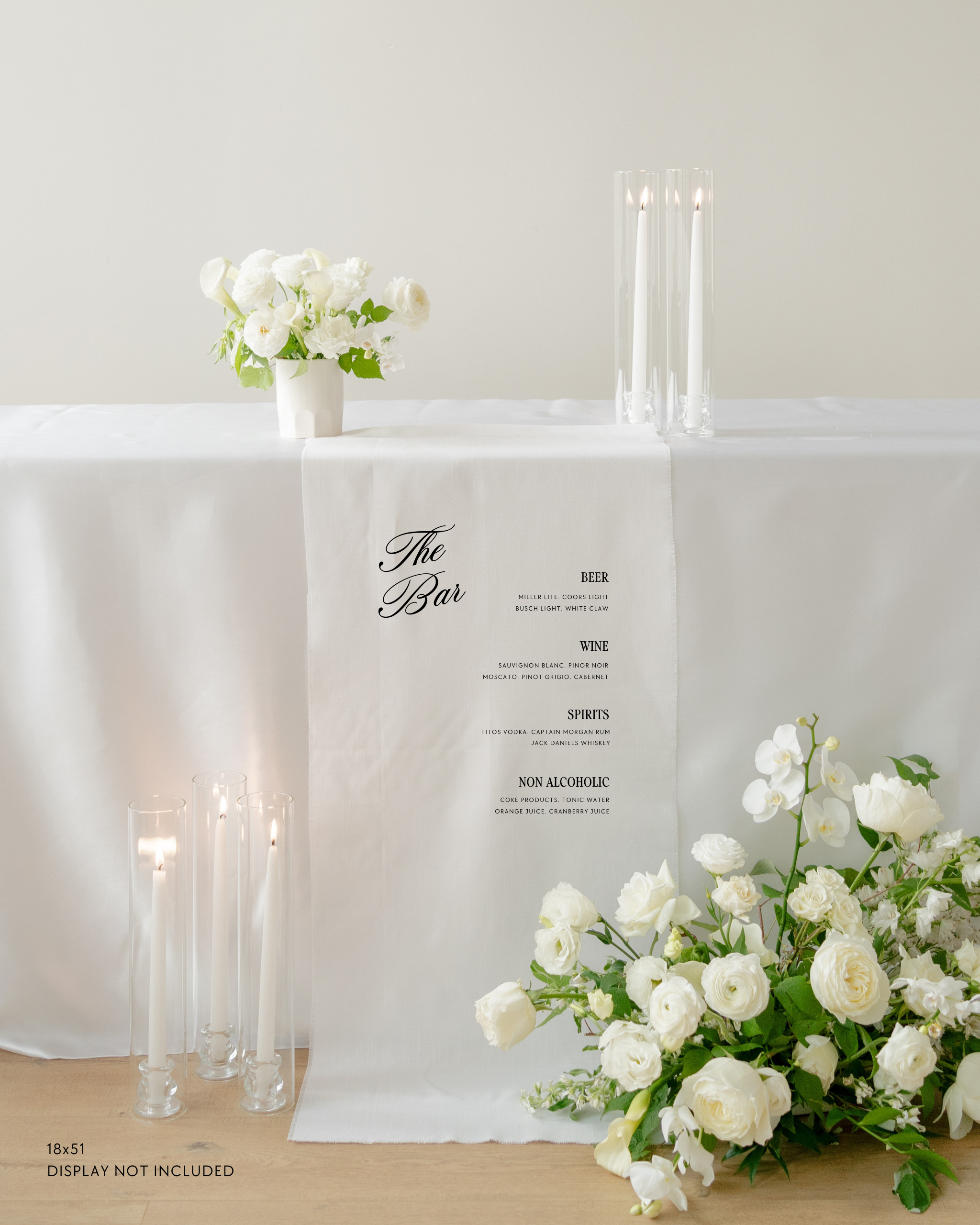 Linen Wedding Bar Menu Sign
