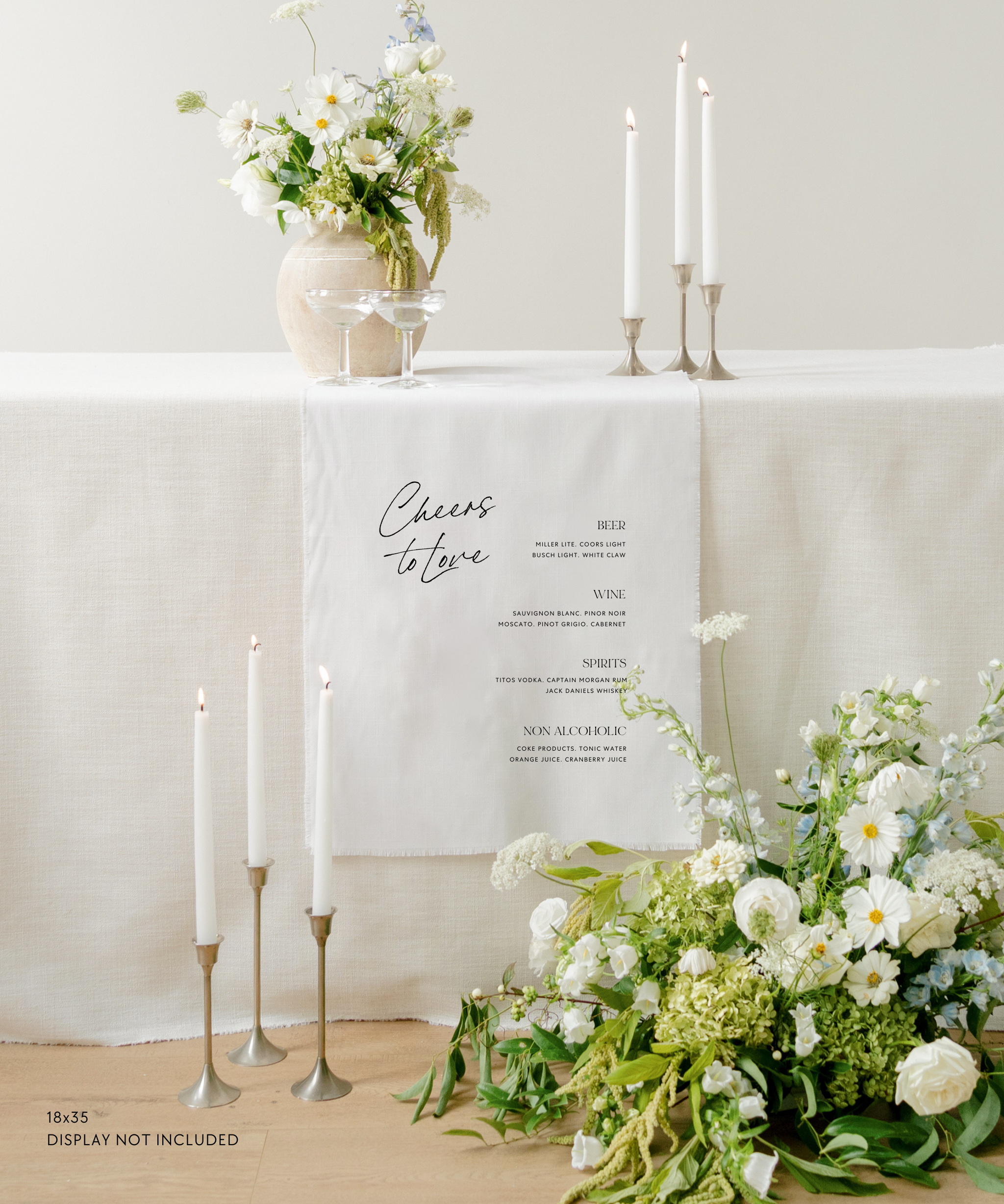 Linen Wedding Bar Menu Sign Cheers To Love