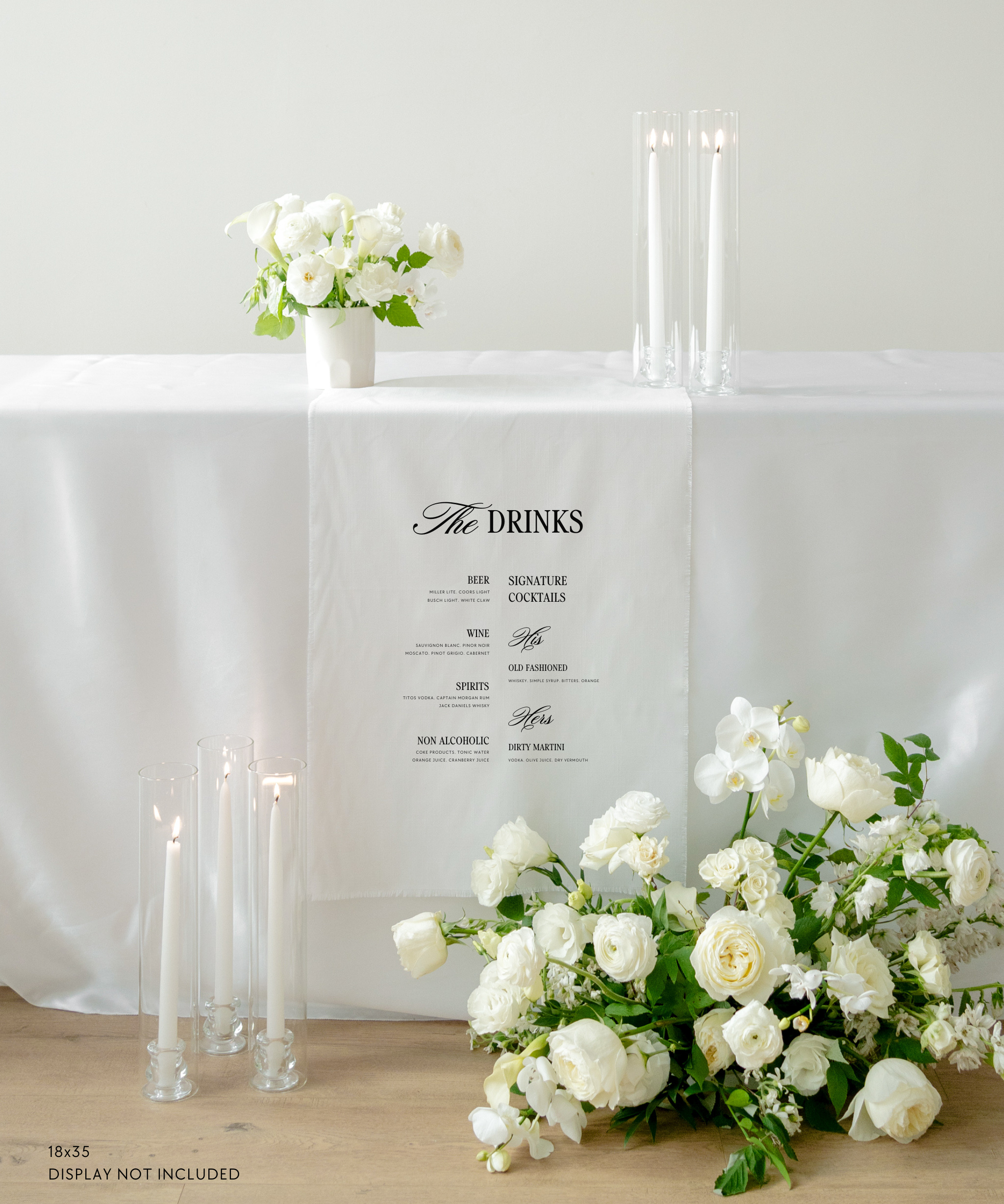 Linen Wedding Bar Menu Sign