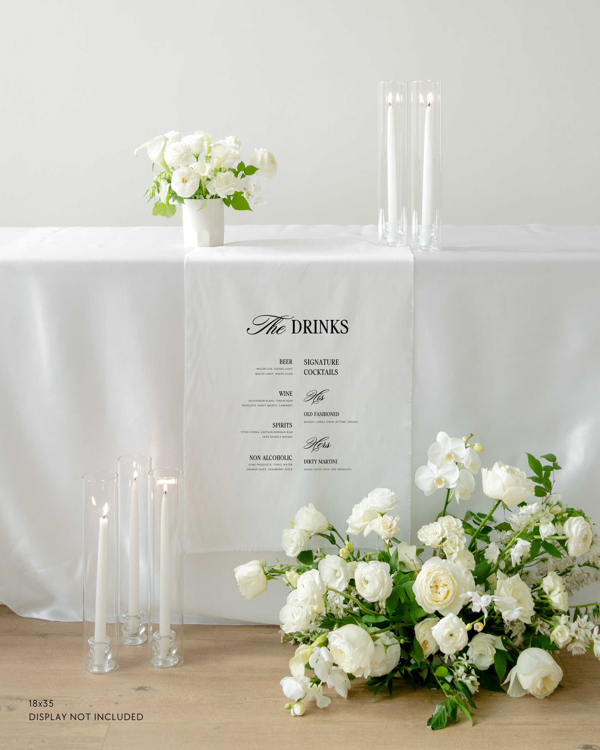 Linen Wedding Bar Menu Sign