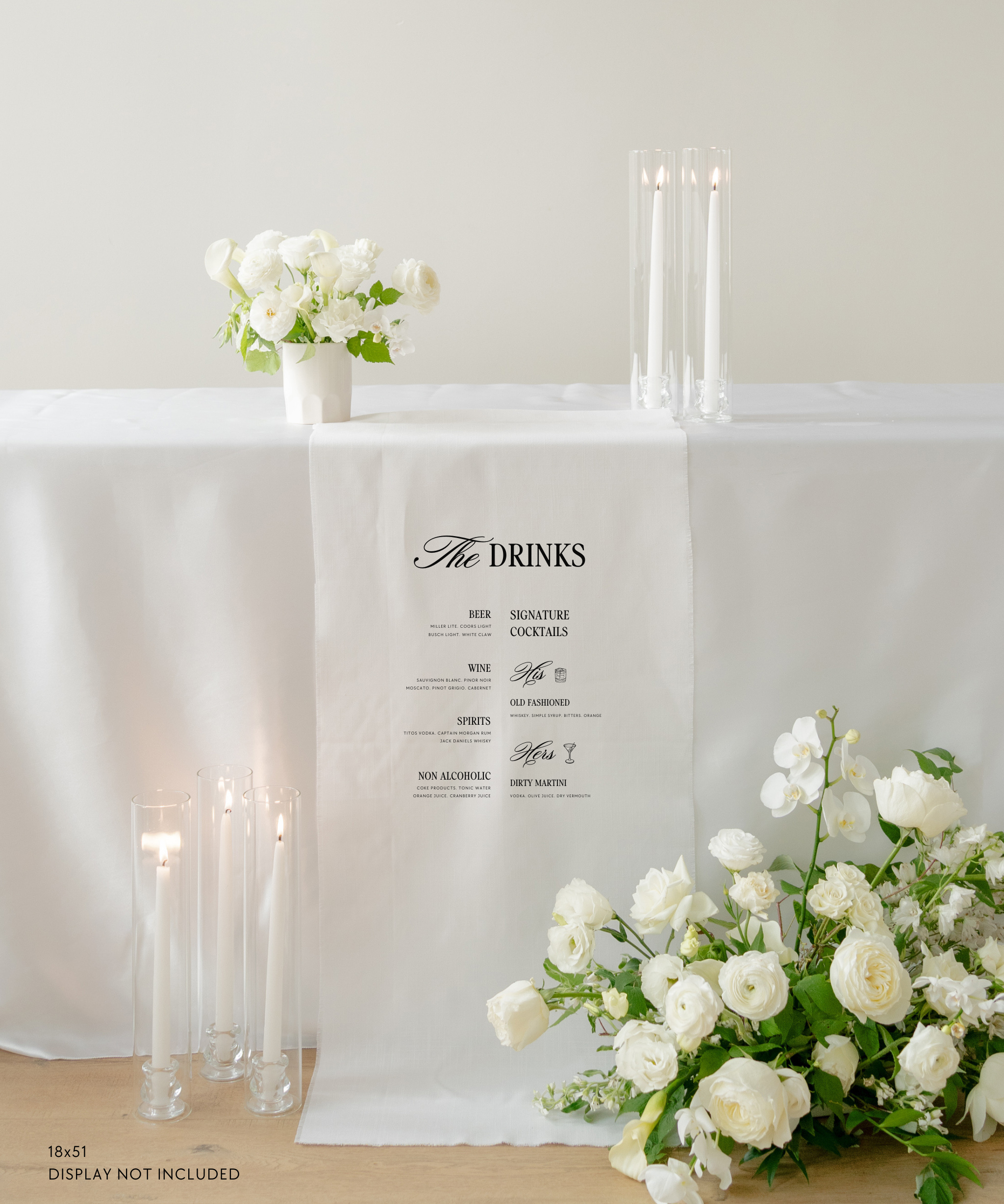 Linen Wedding Bar Menu Sign