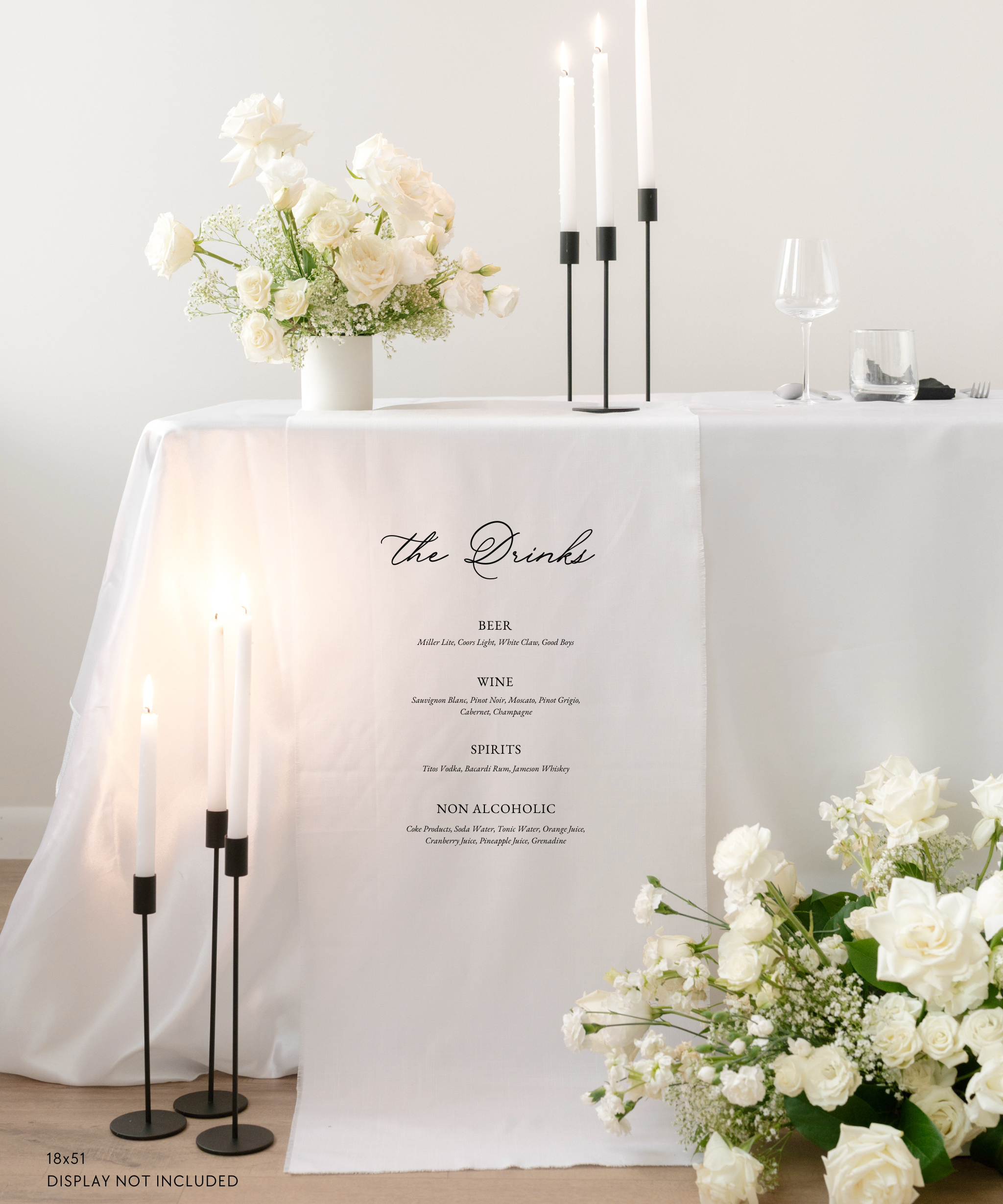 Linen Wedding Bar Menu Sign
