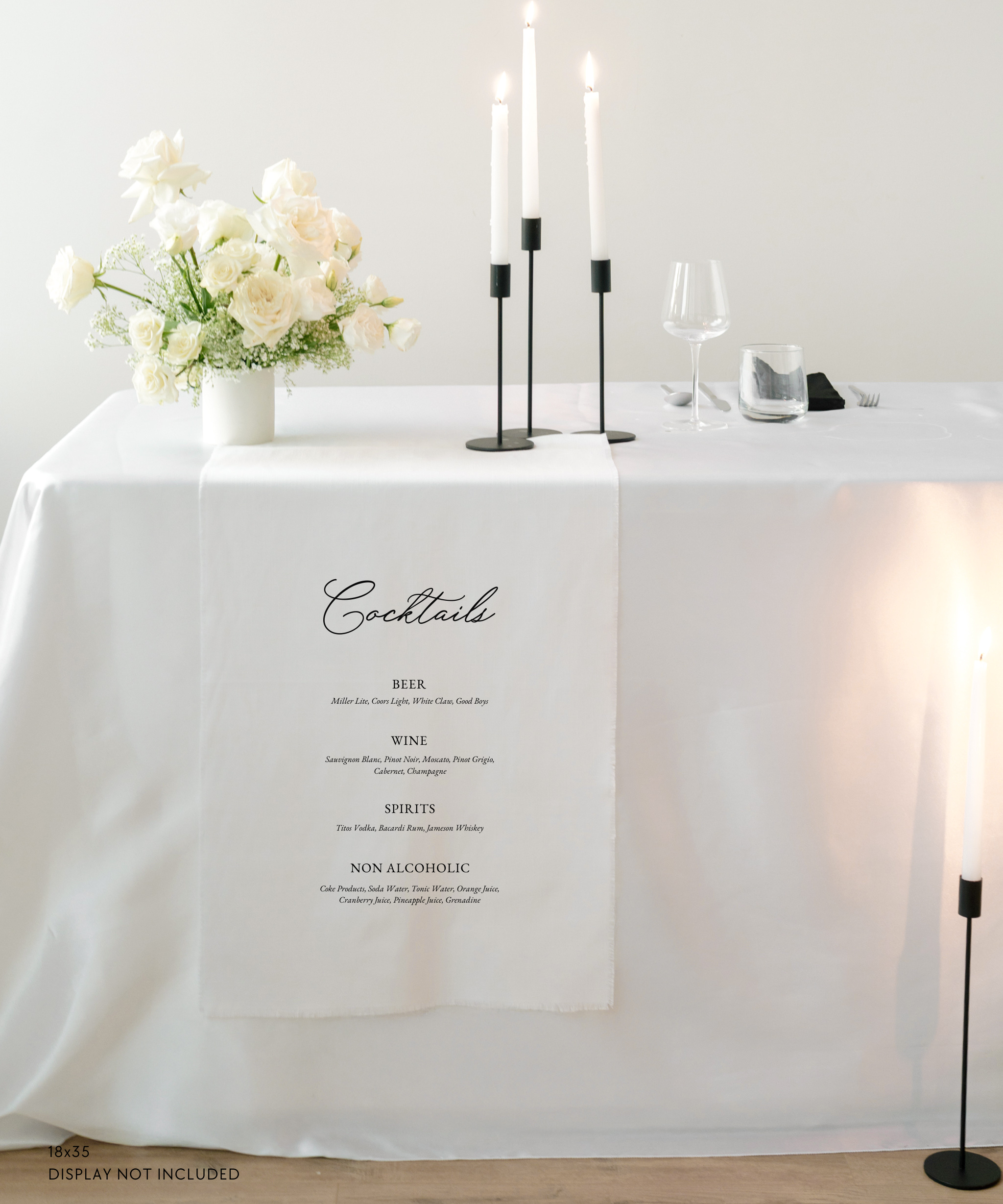 Linen Wedding Bar Menu Sign