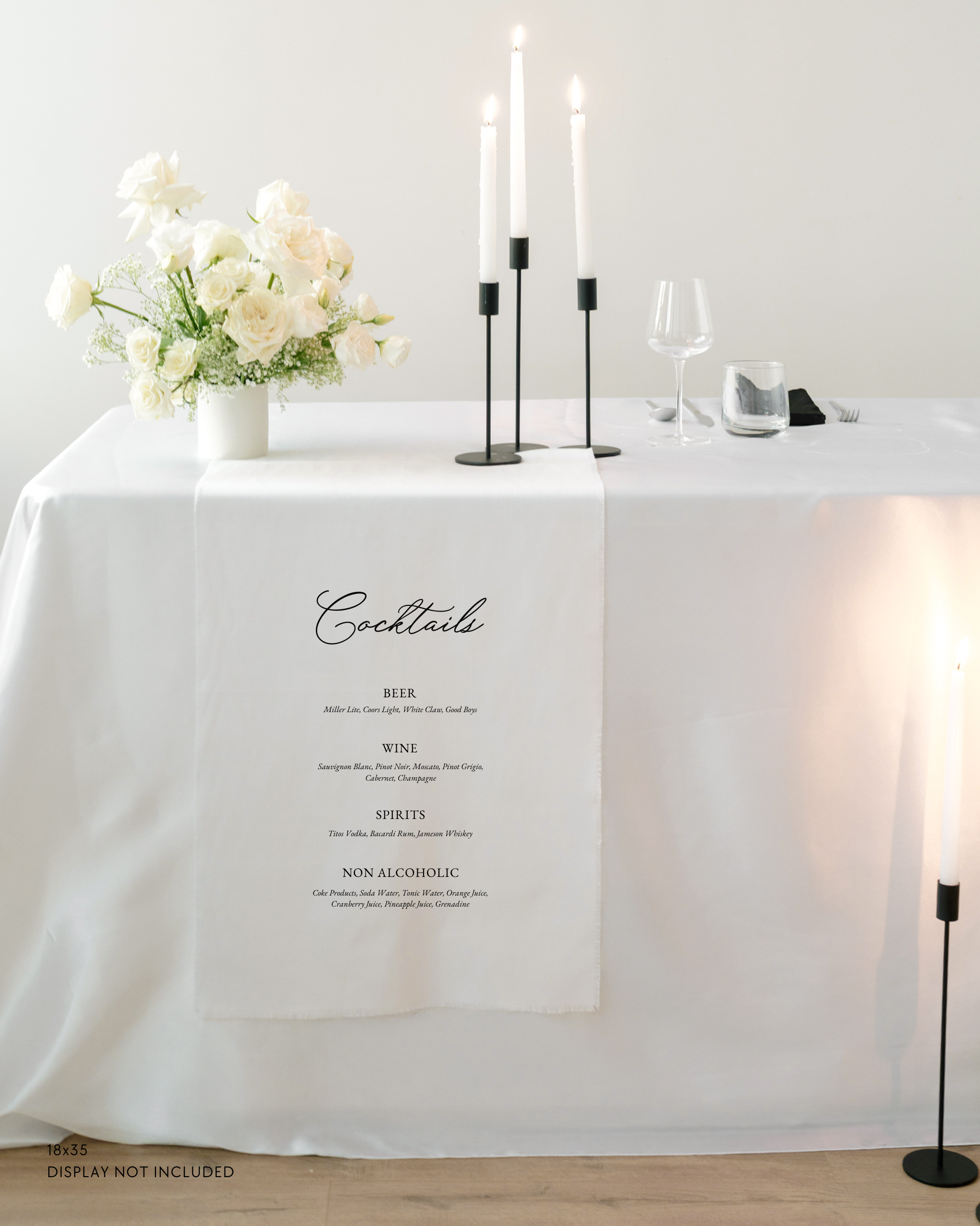 Linen Wedding Bar Menu Sign