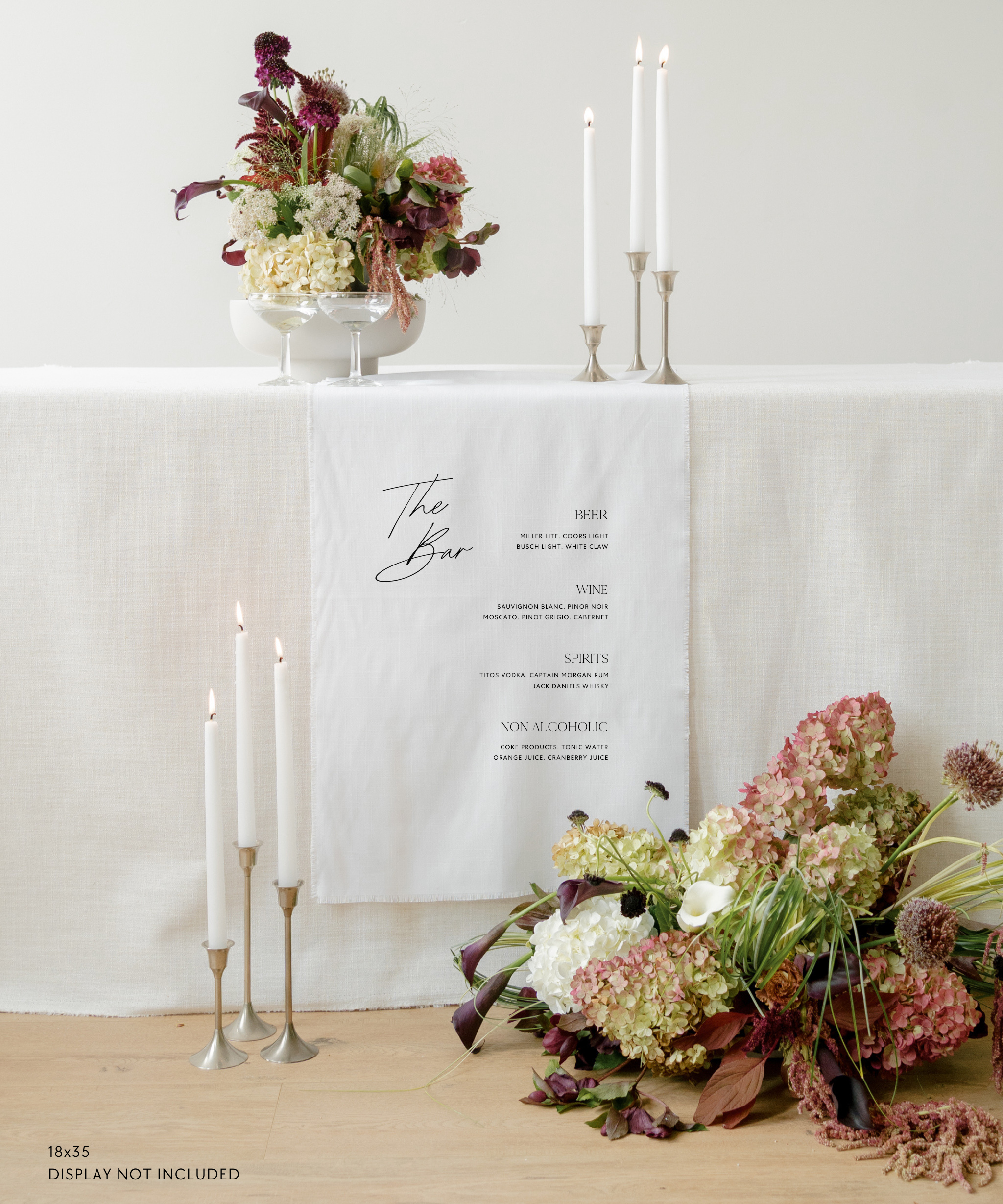 Linen Wedding Bar Menu Sign From The Bar