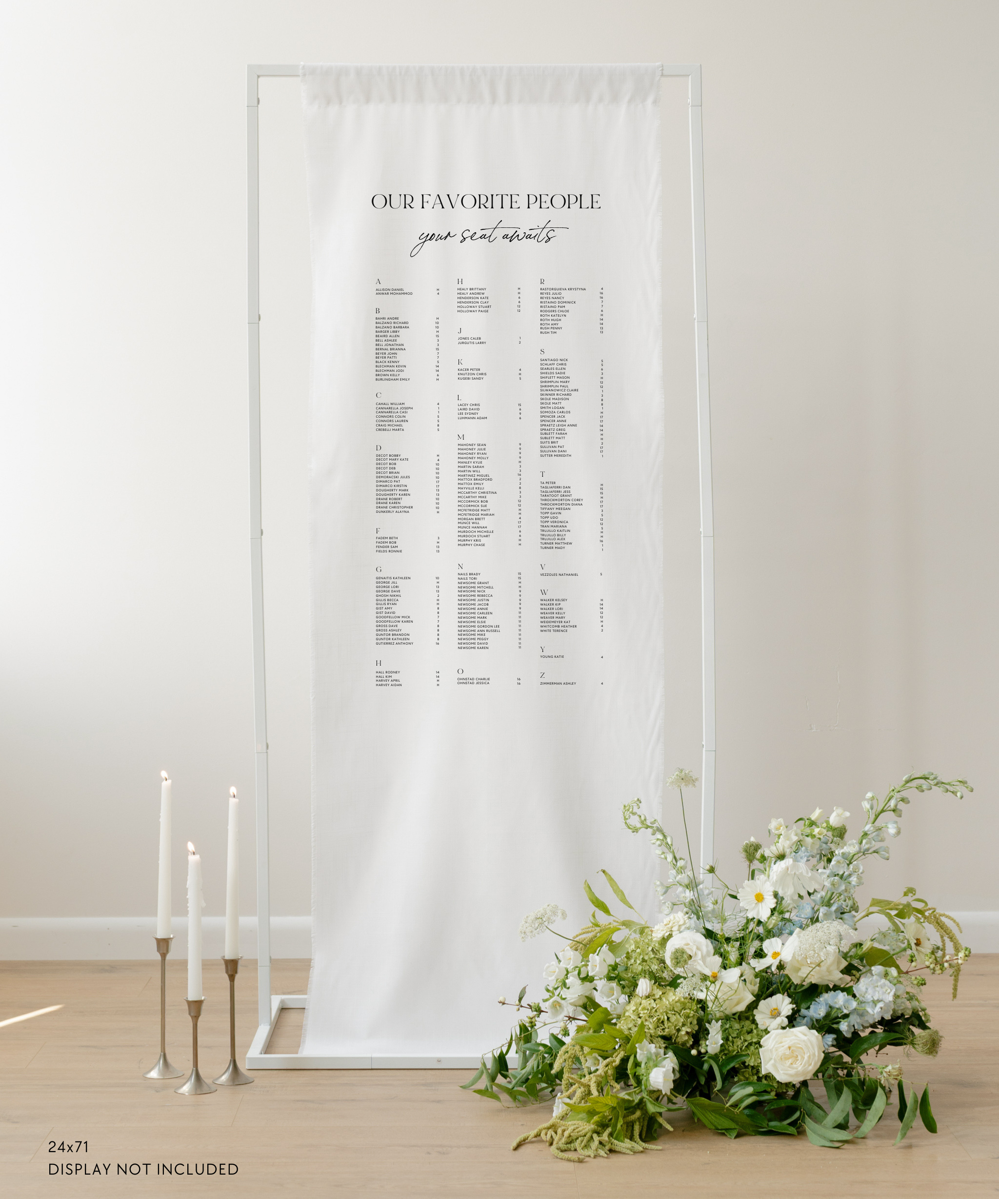 Linen Wedding Seating Chart Sign