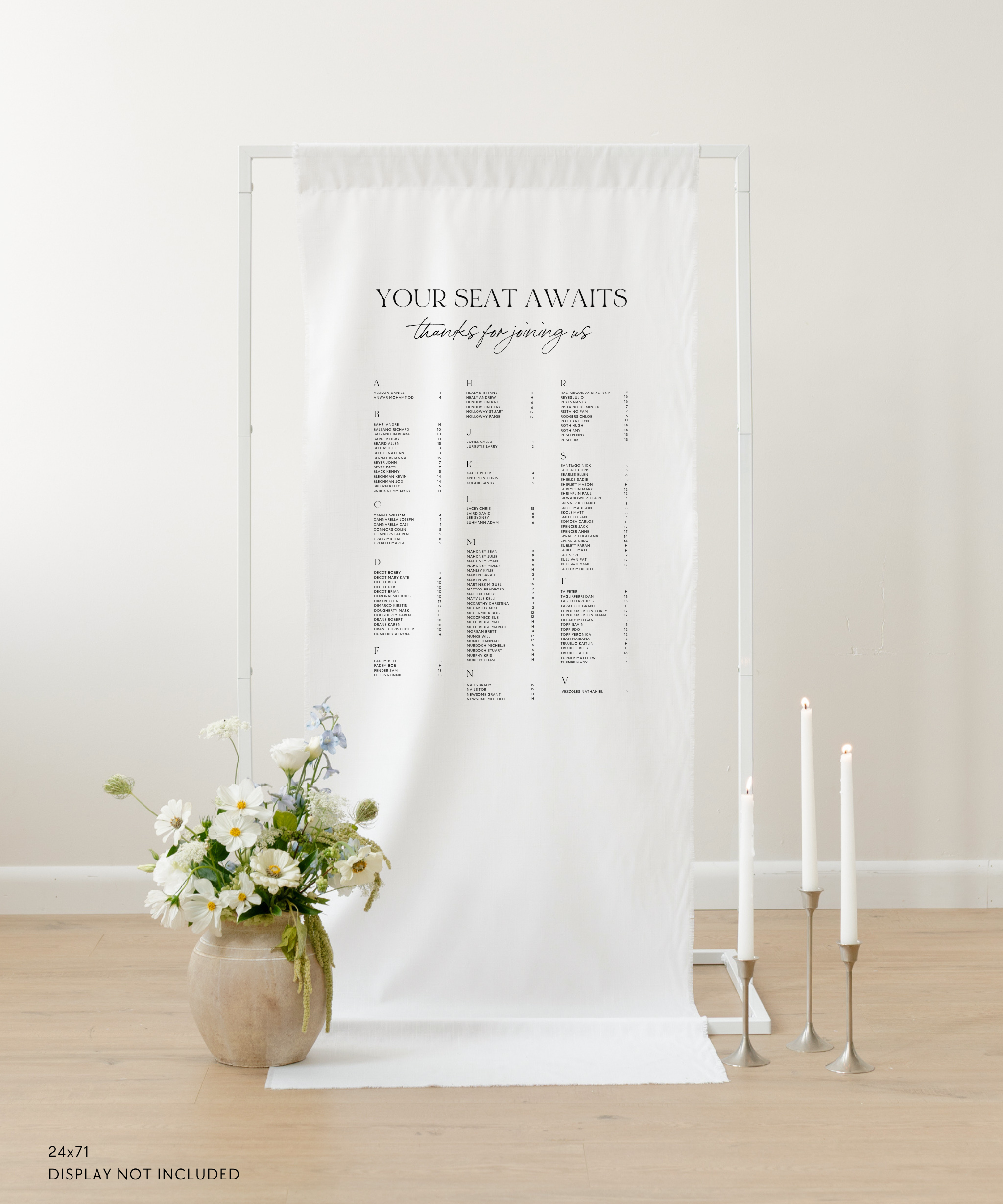 Linen Wedding Seating Chart 