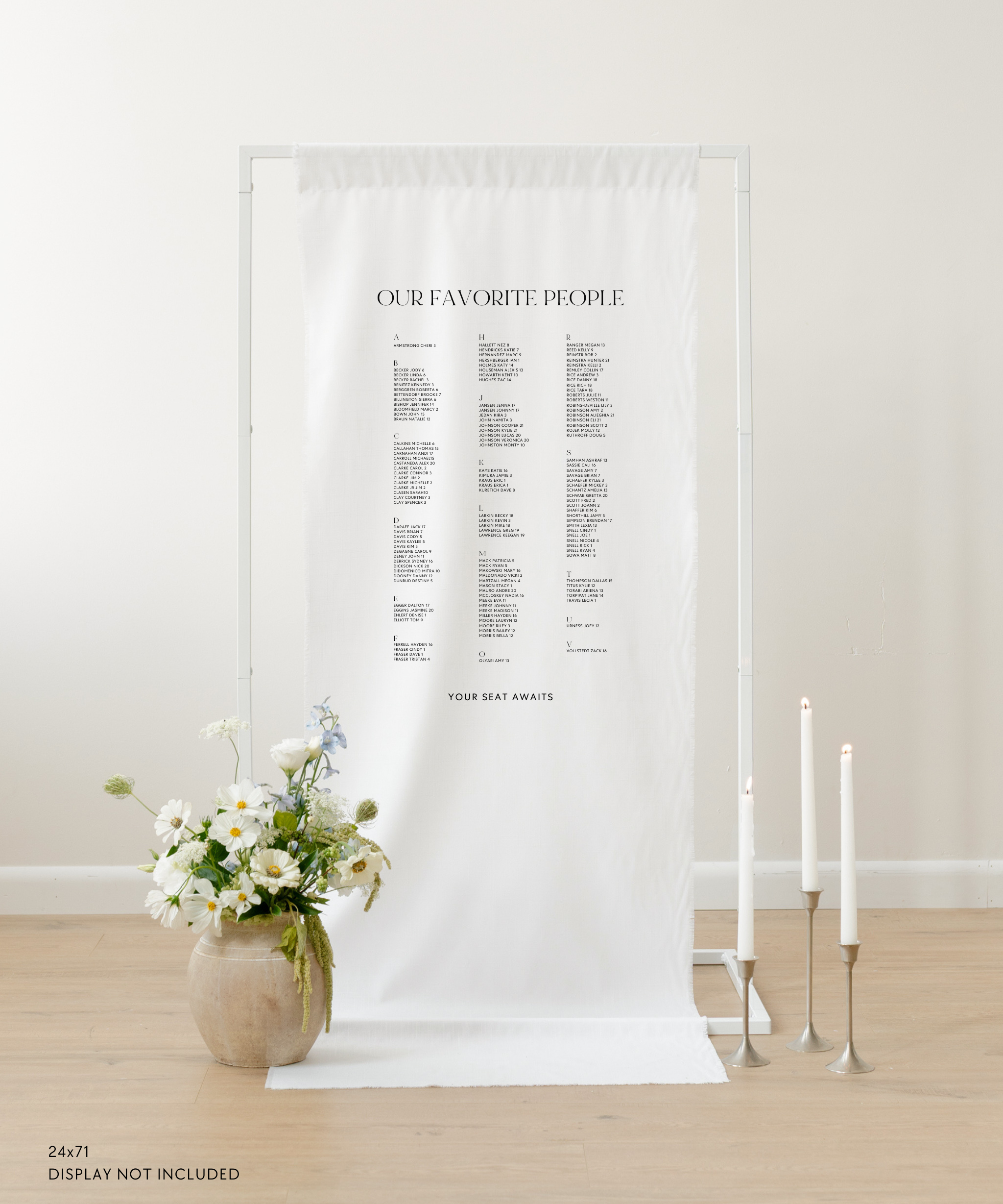 Linen Wedding Seating Chart Sign