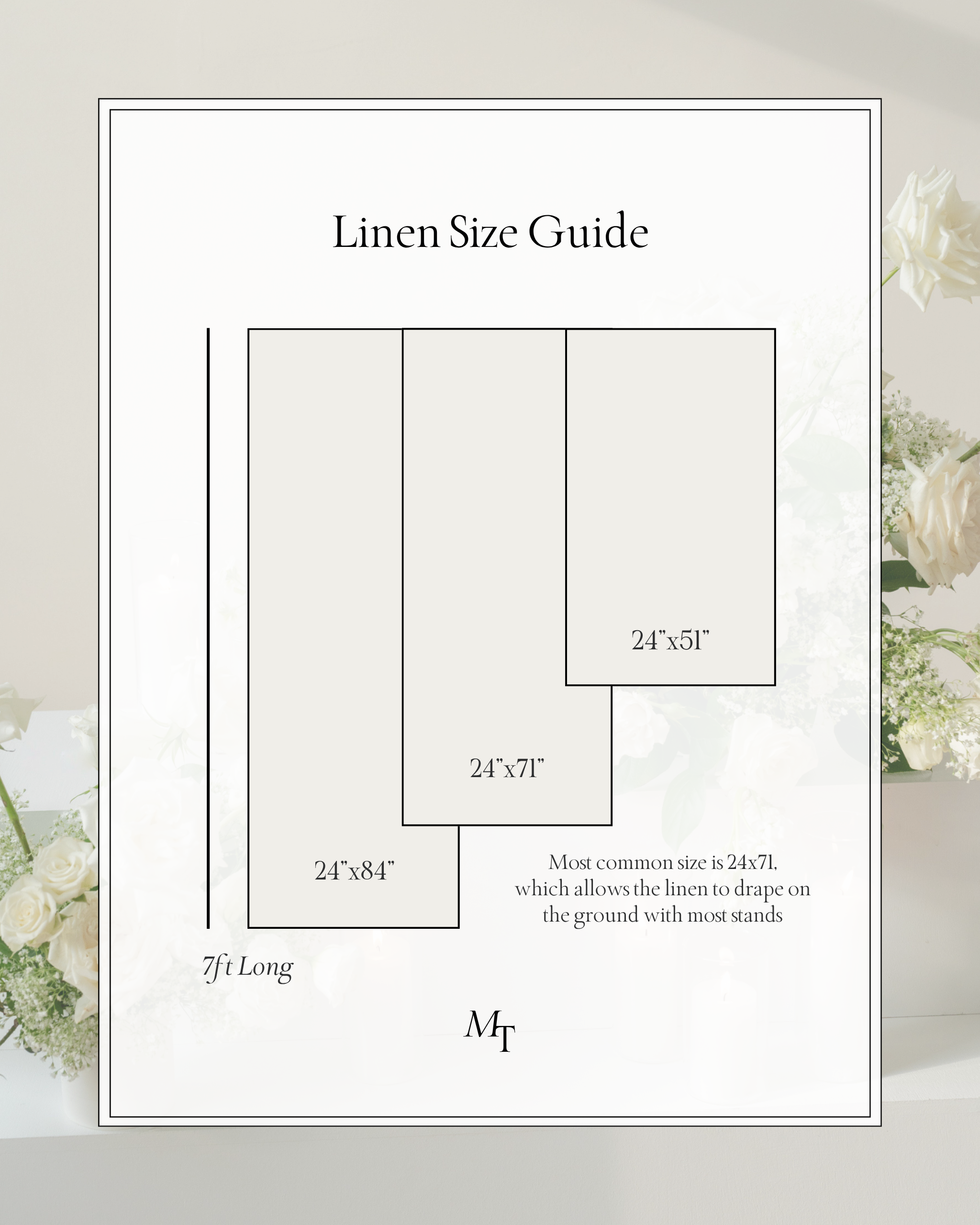Linen Wedding Sign Size Guide