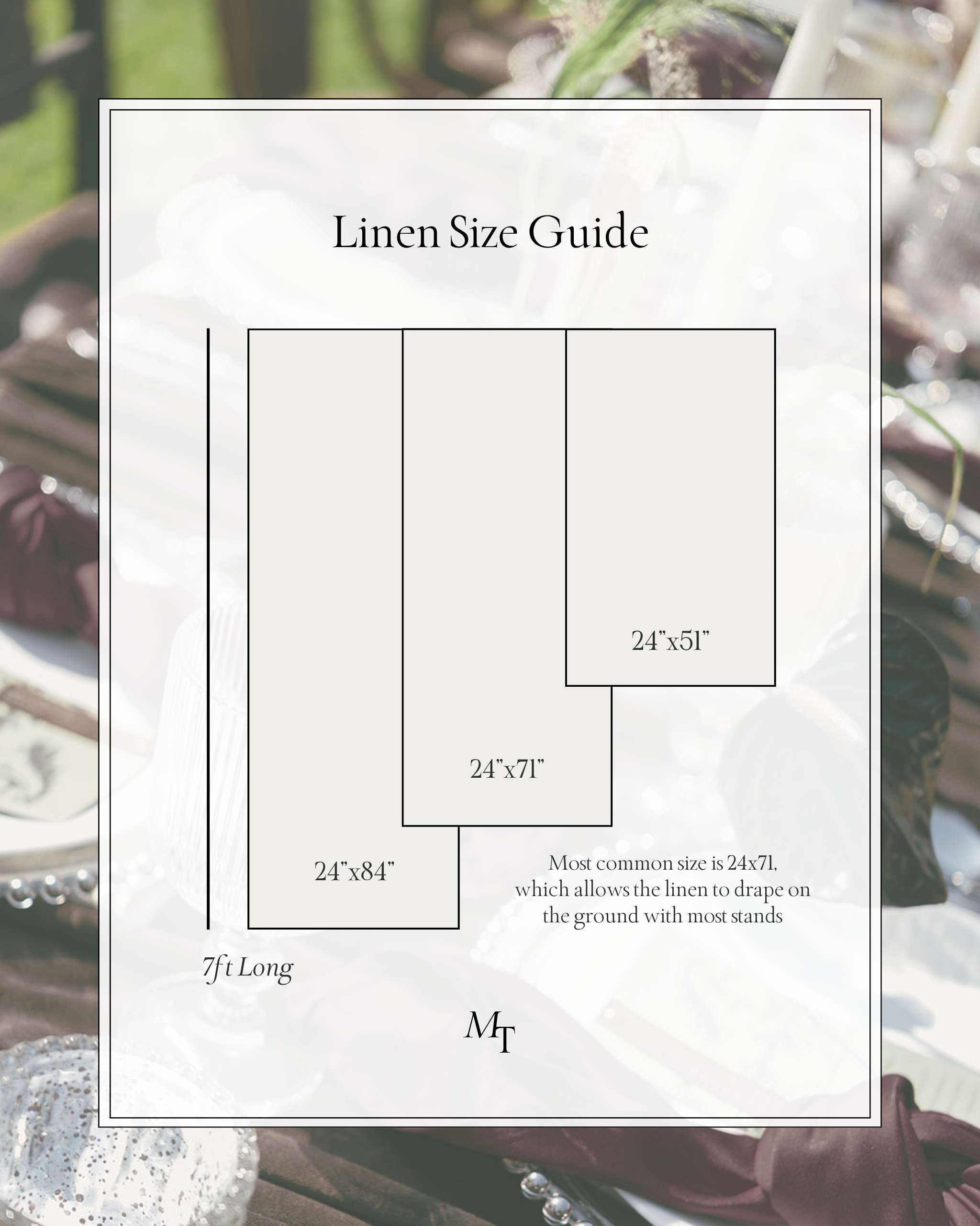 Linen Wedding Sign Size Guide