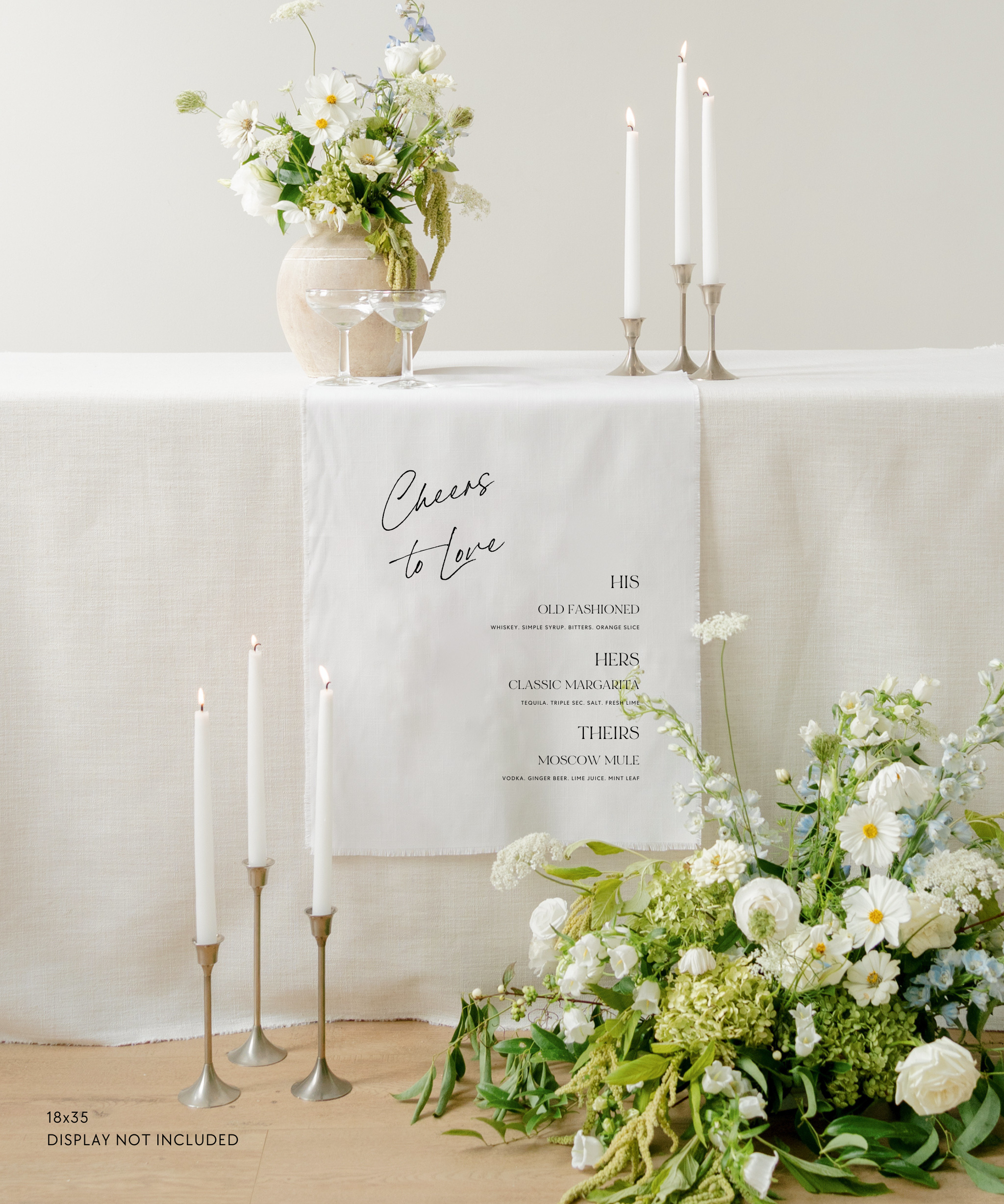 Linen Wedding Signature Drinks Sign Cheers To Love His Hers Theirs