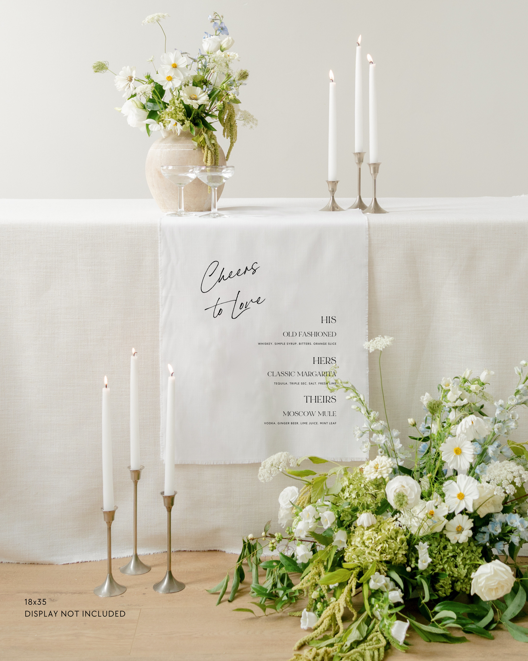 Linen Wedding Signature Drinks Sign Cheers To Love His Hers Theirs