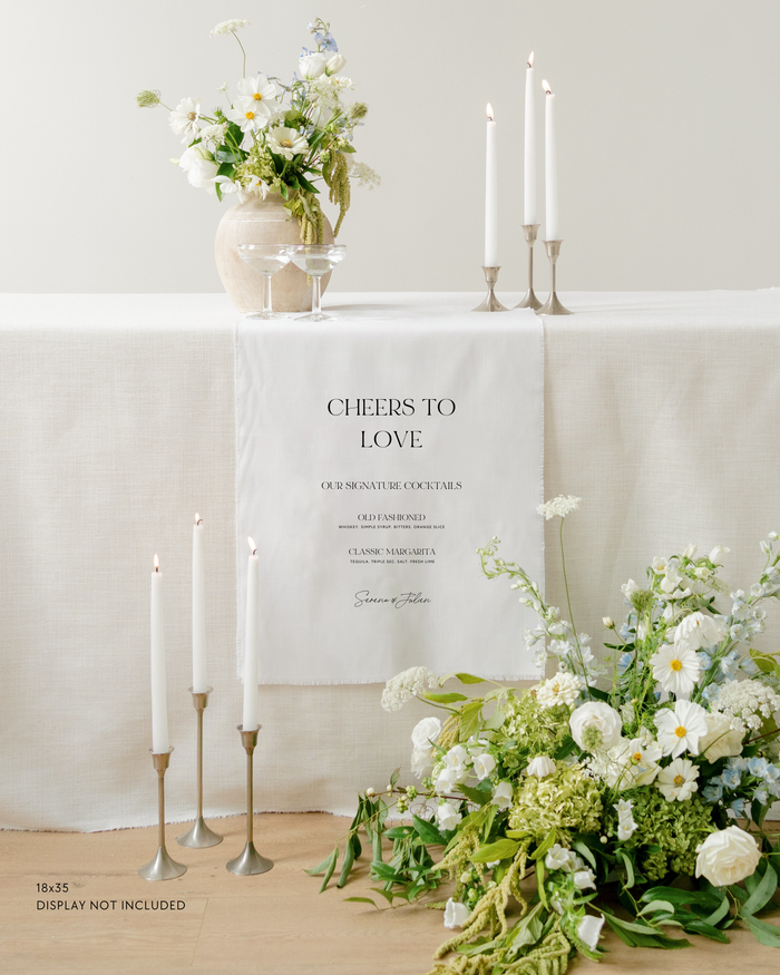 Linen Wedding Signature Drinks Sign Cheers To Love 