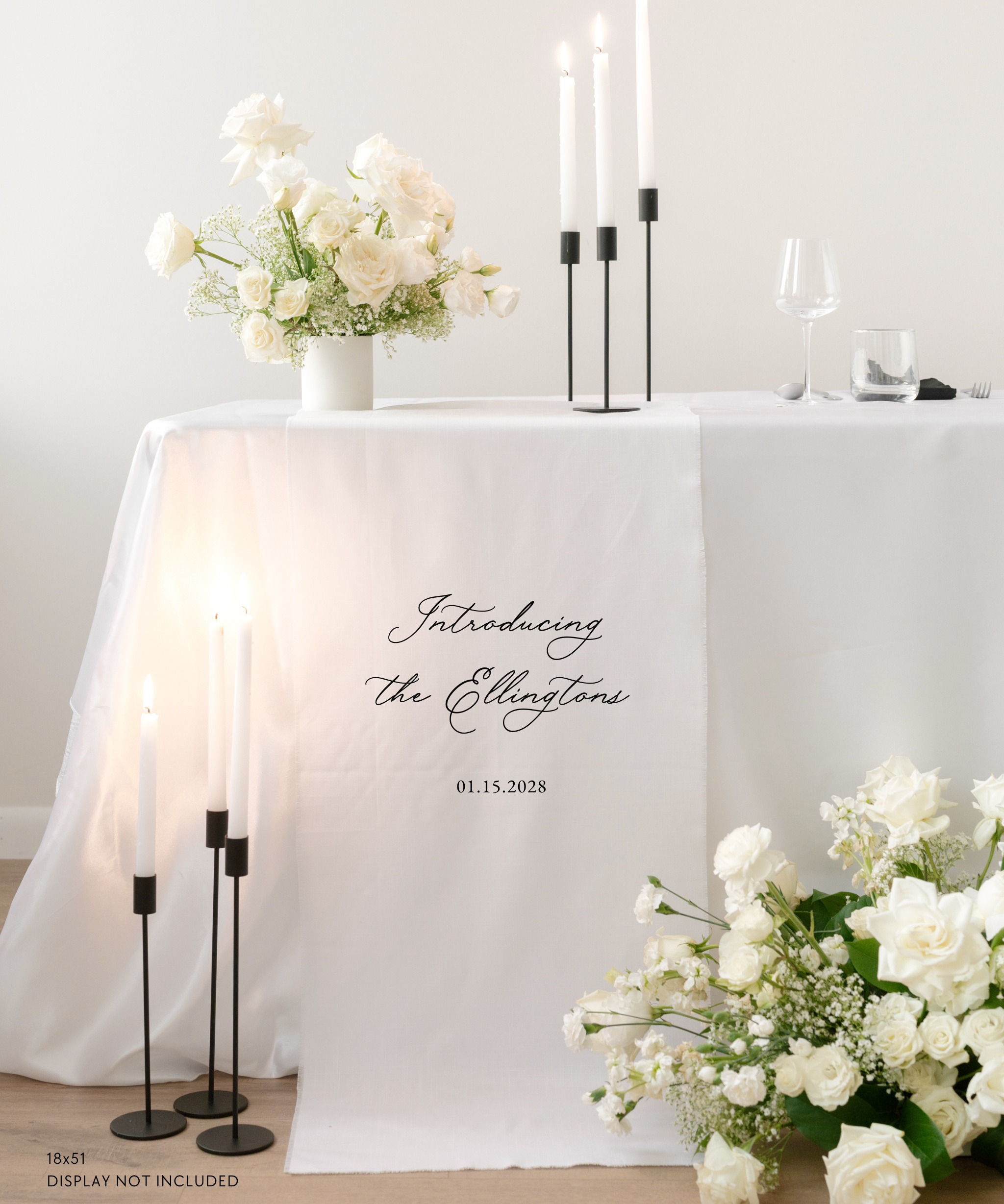 Linen Wedding Sweetheart Table Sign introducing the Ellingtons