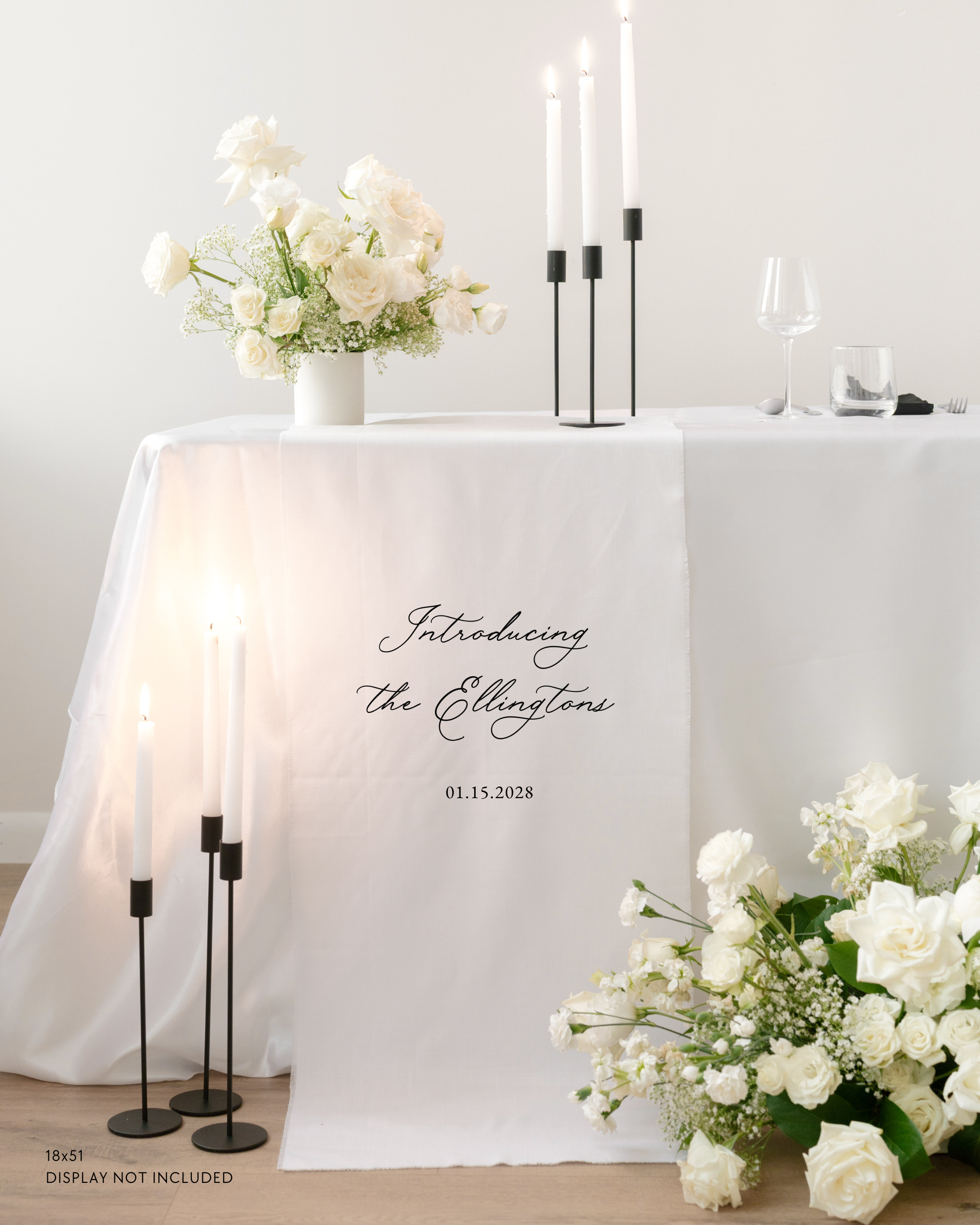 Linen Wedding Sweetheart Table Sign introducing the Ellingtons