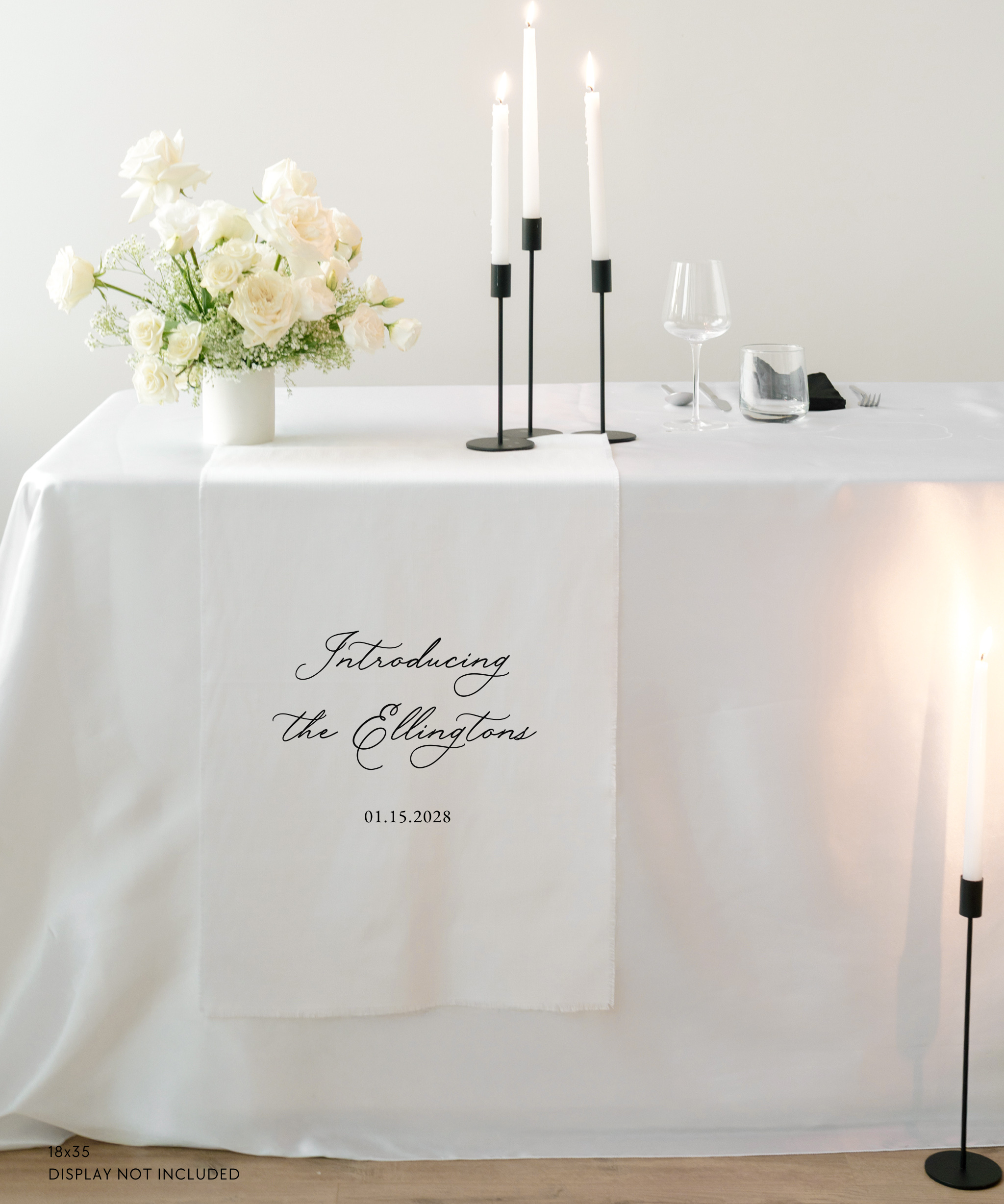 Linen Wedding Sweetheart Table Sign introducing the Ellingtons