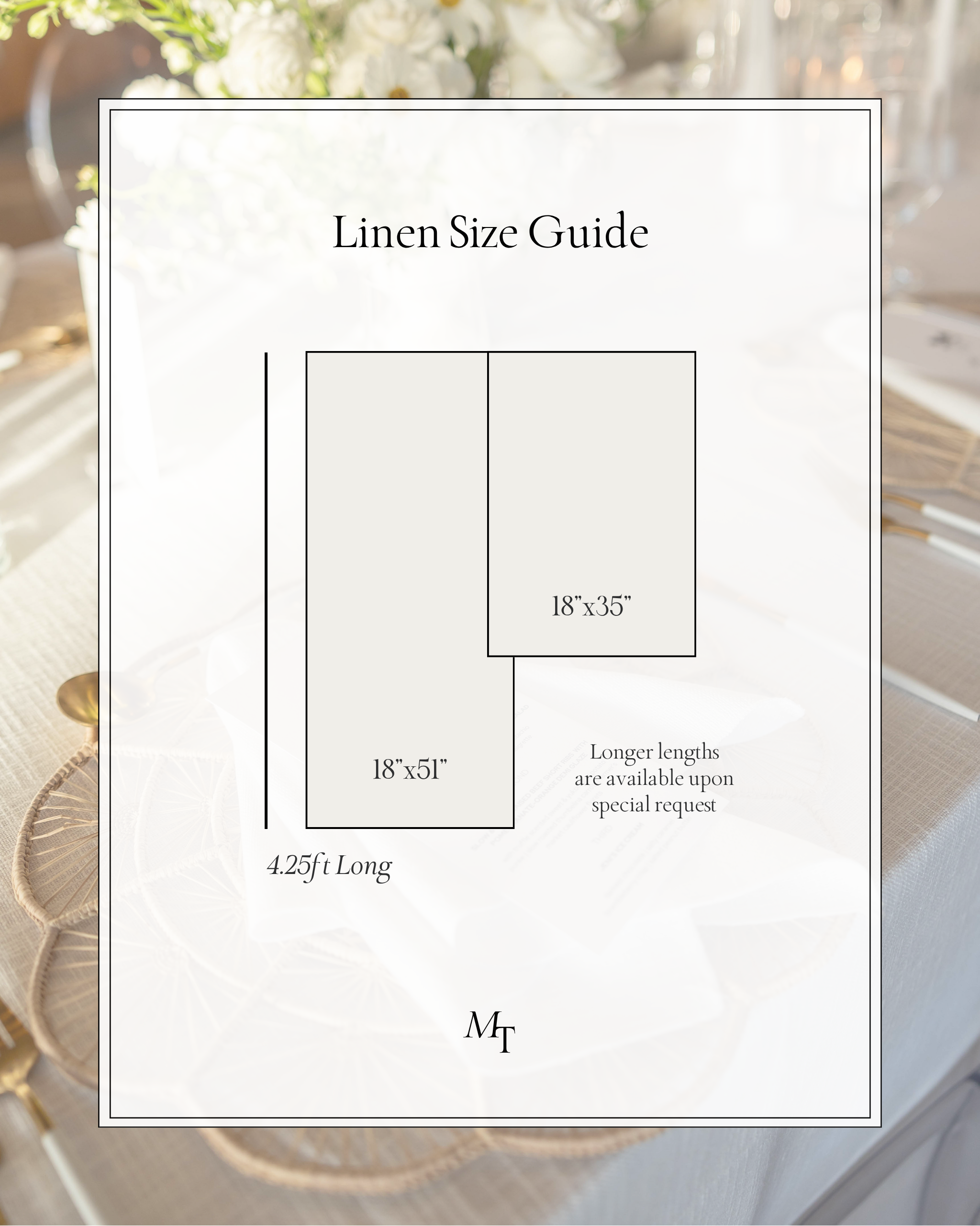 Linen Wedding Table Sign Size Guide