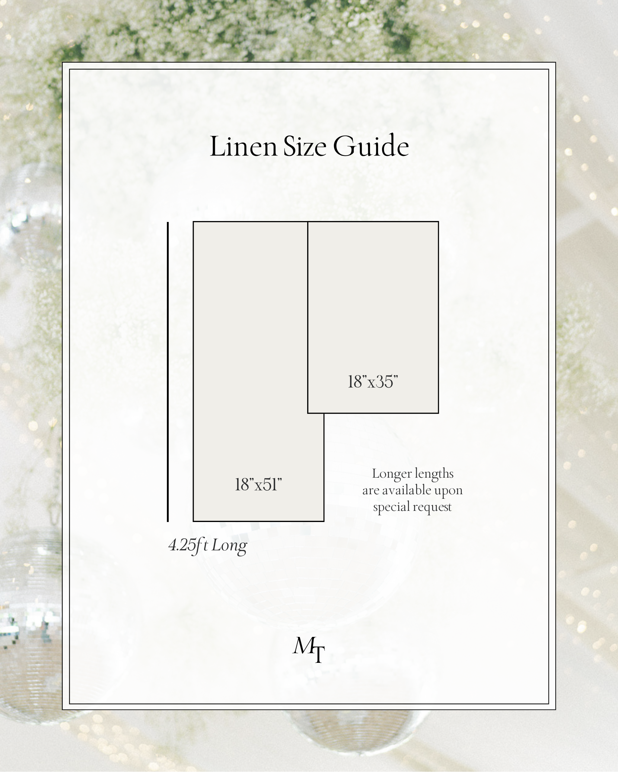 Linen Wedding Table Sign Size Guide