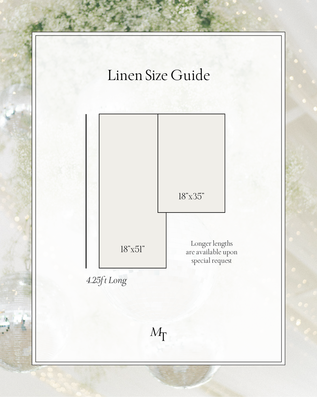 Linen Wedding Table Sign Size Guide