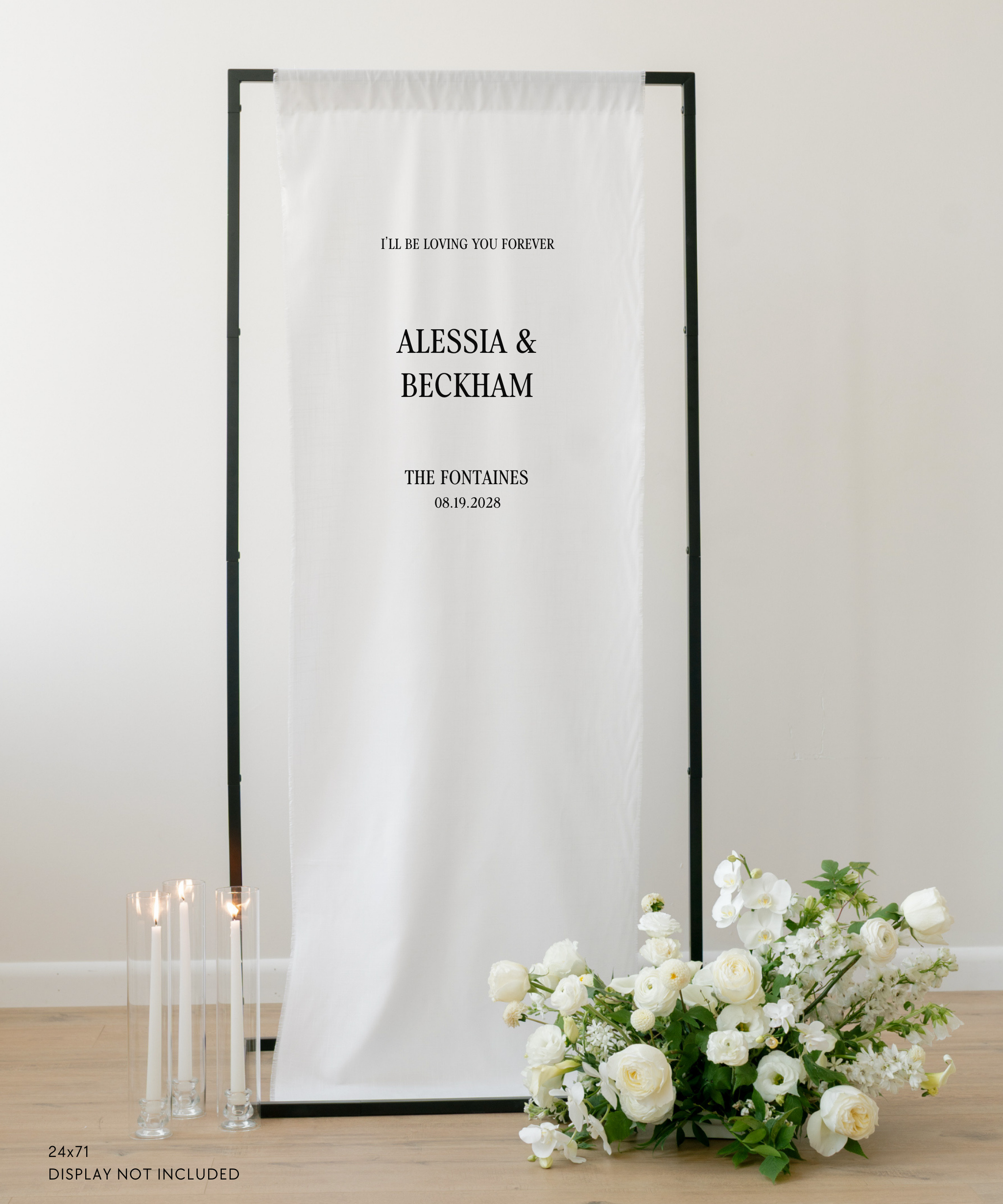 Linen Wedding Welcome Sign I'll be loving you forever