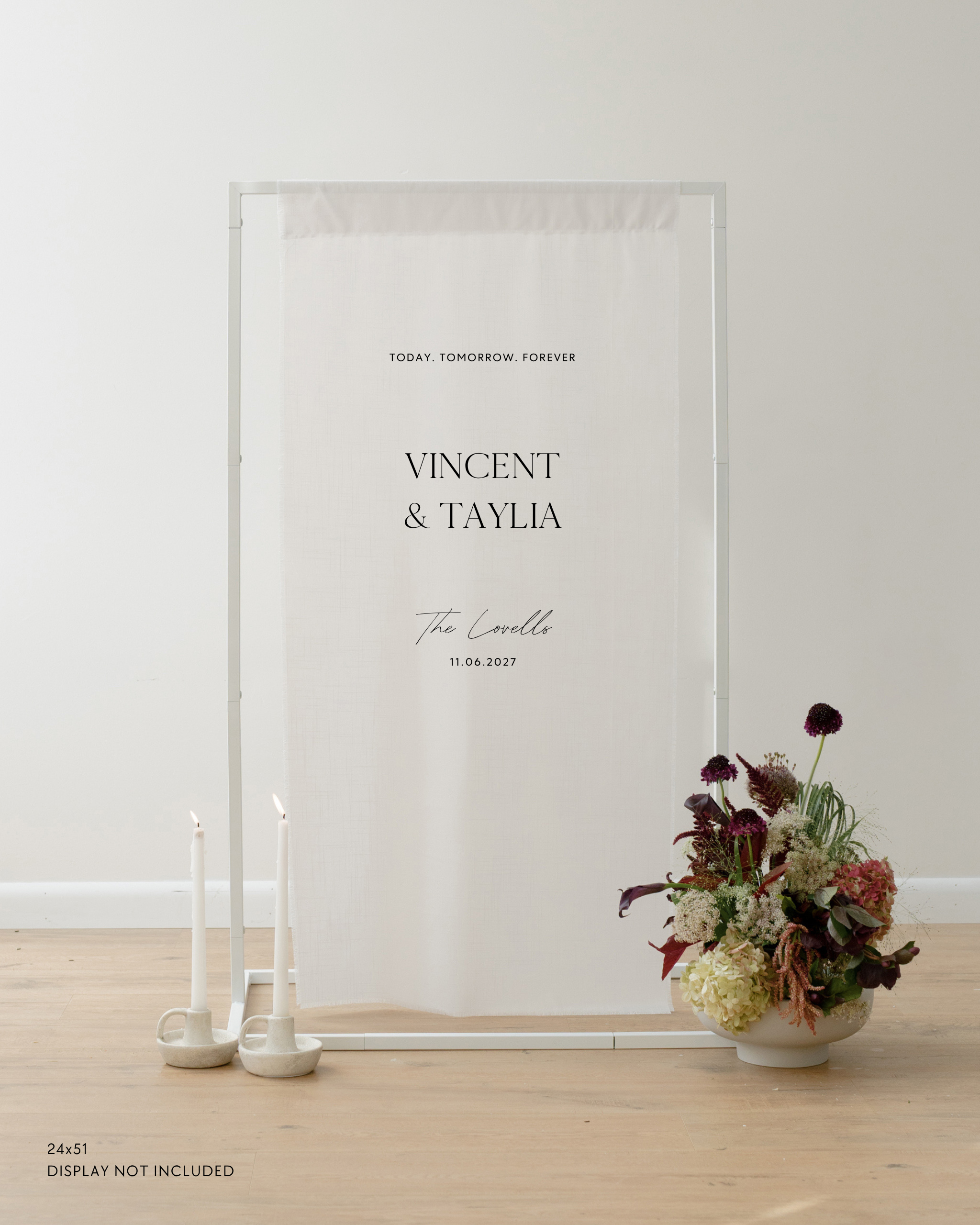 Linen Wedding Welcome Sign Today Tomorrow Forever