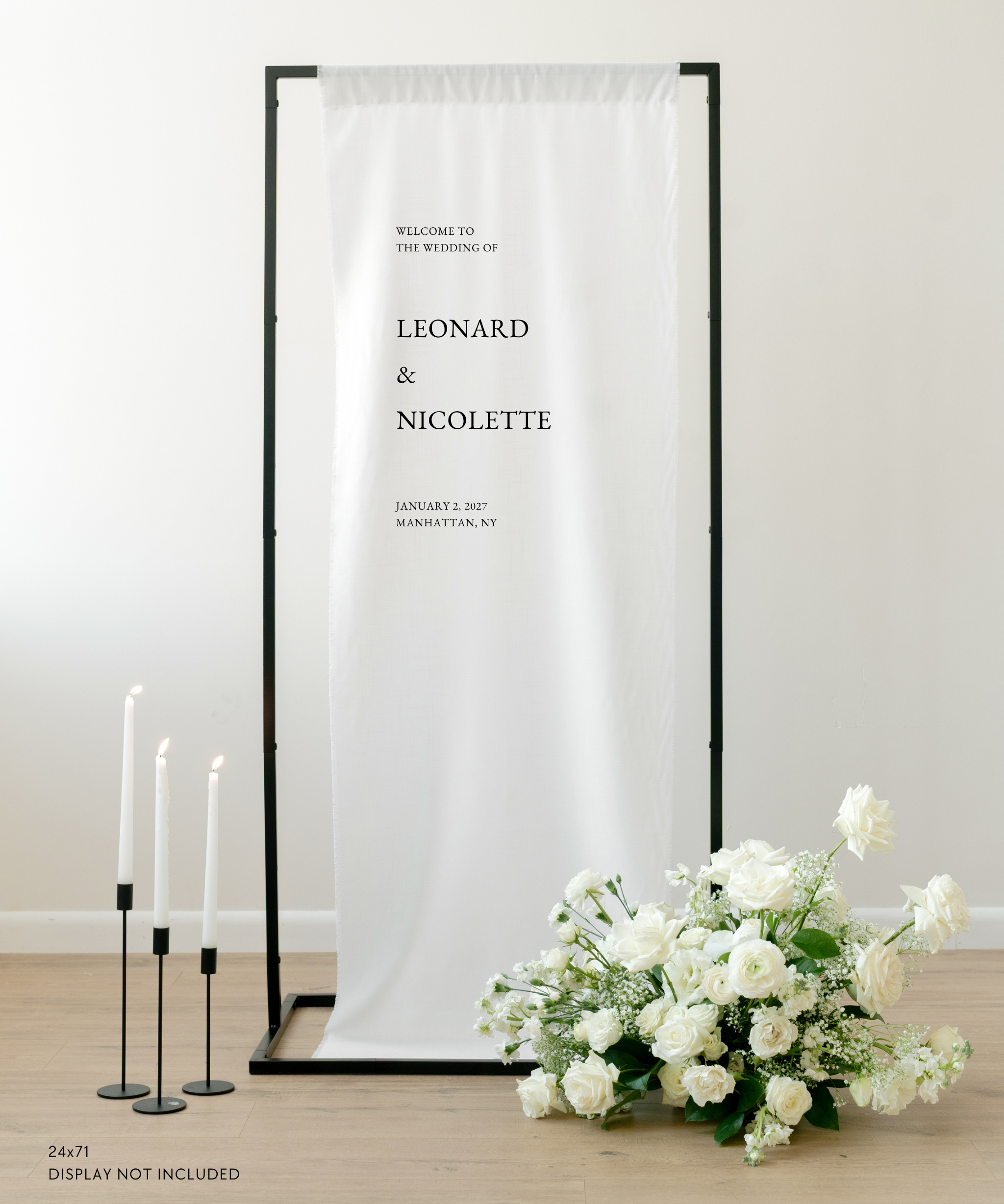 Linen Wedding Welcome Sign Leonard and Nicolette