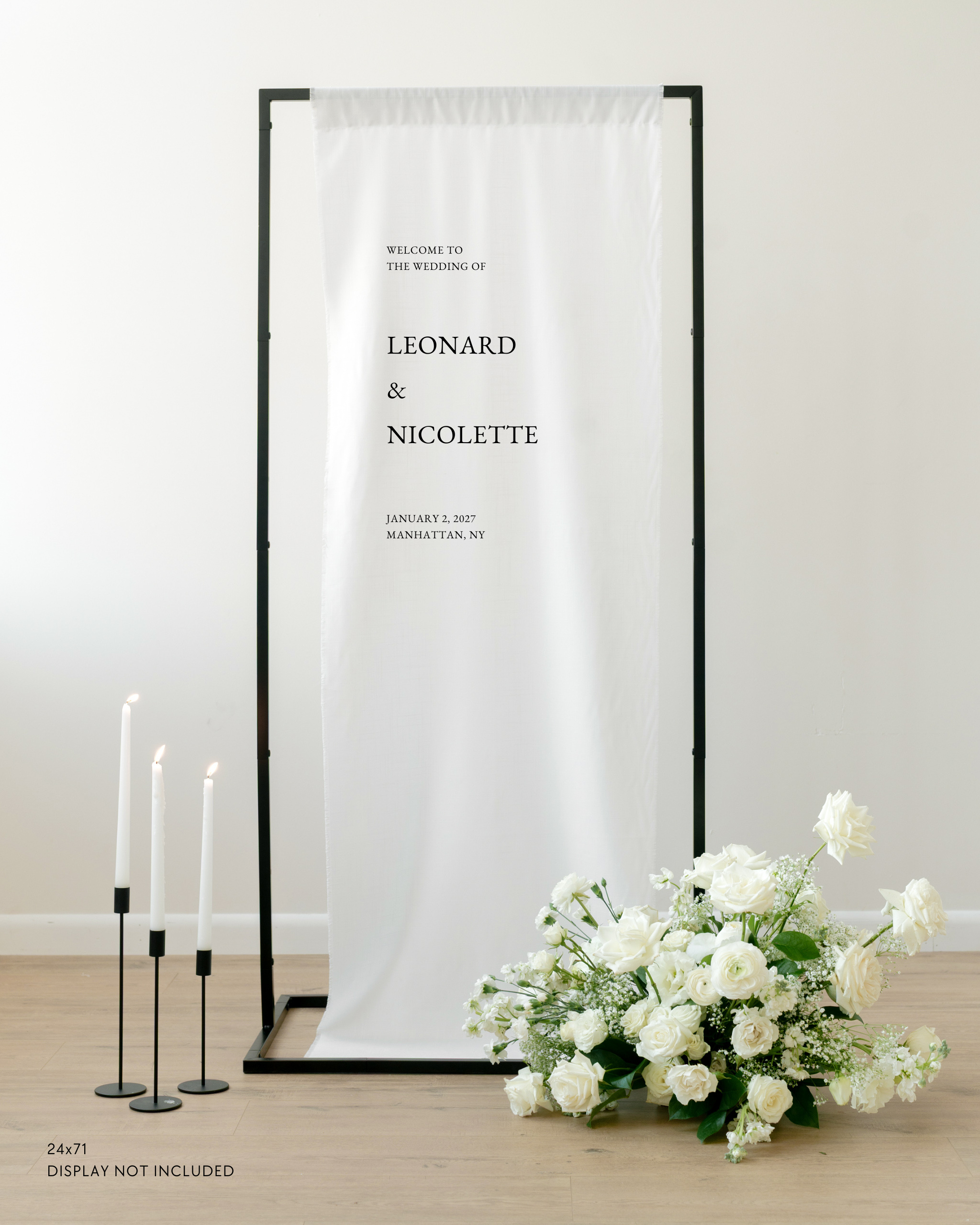 Linen Wedding Welcome Sign Leonard and Nicolette