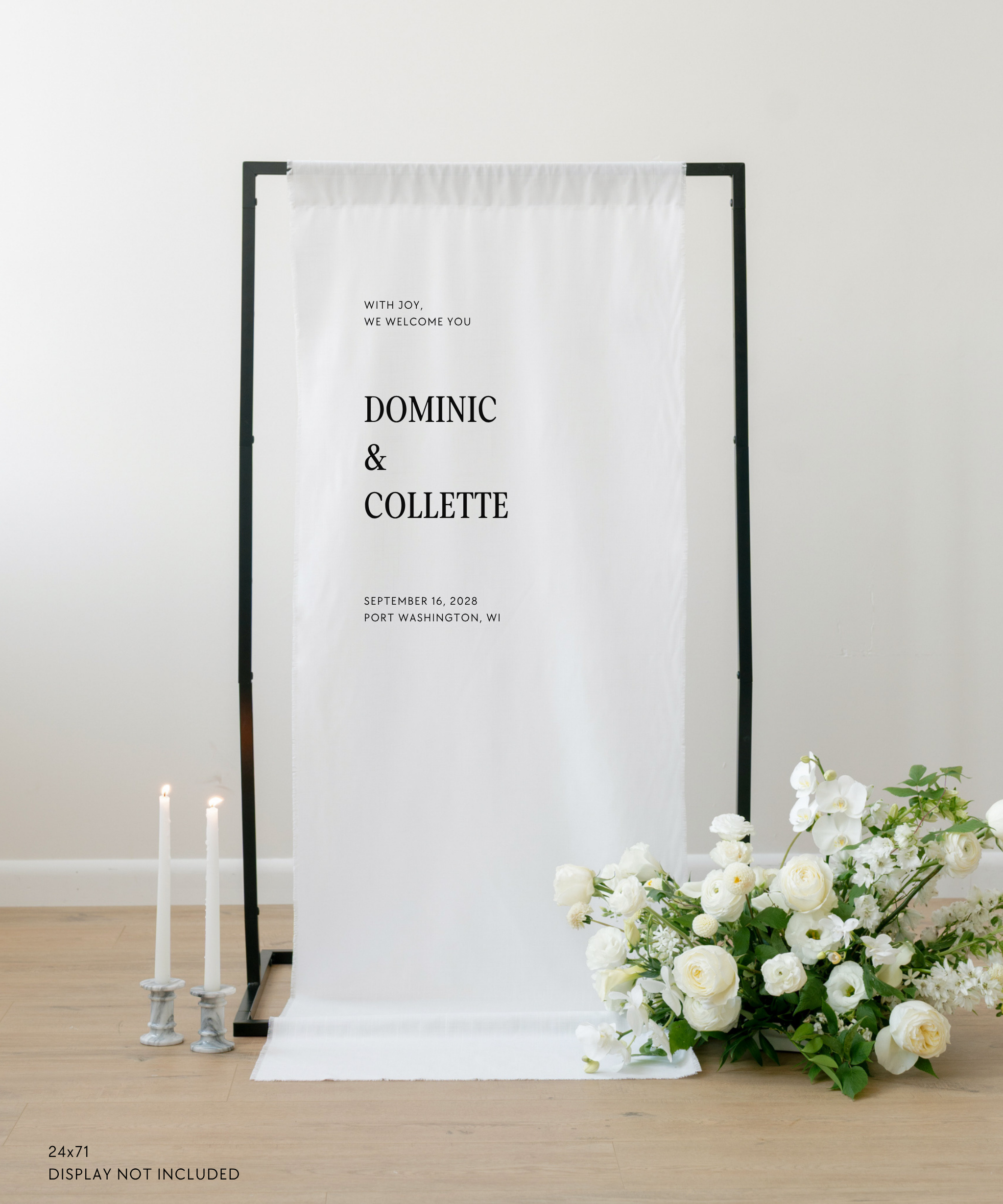 Linen Wedding Welcome Sign With Joy, We Welcome You