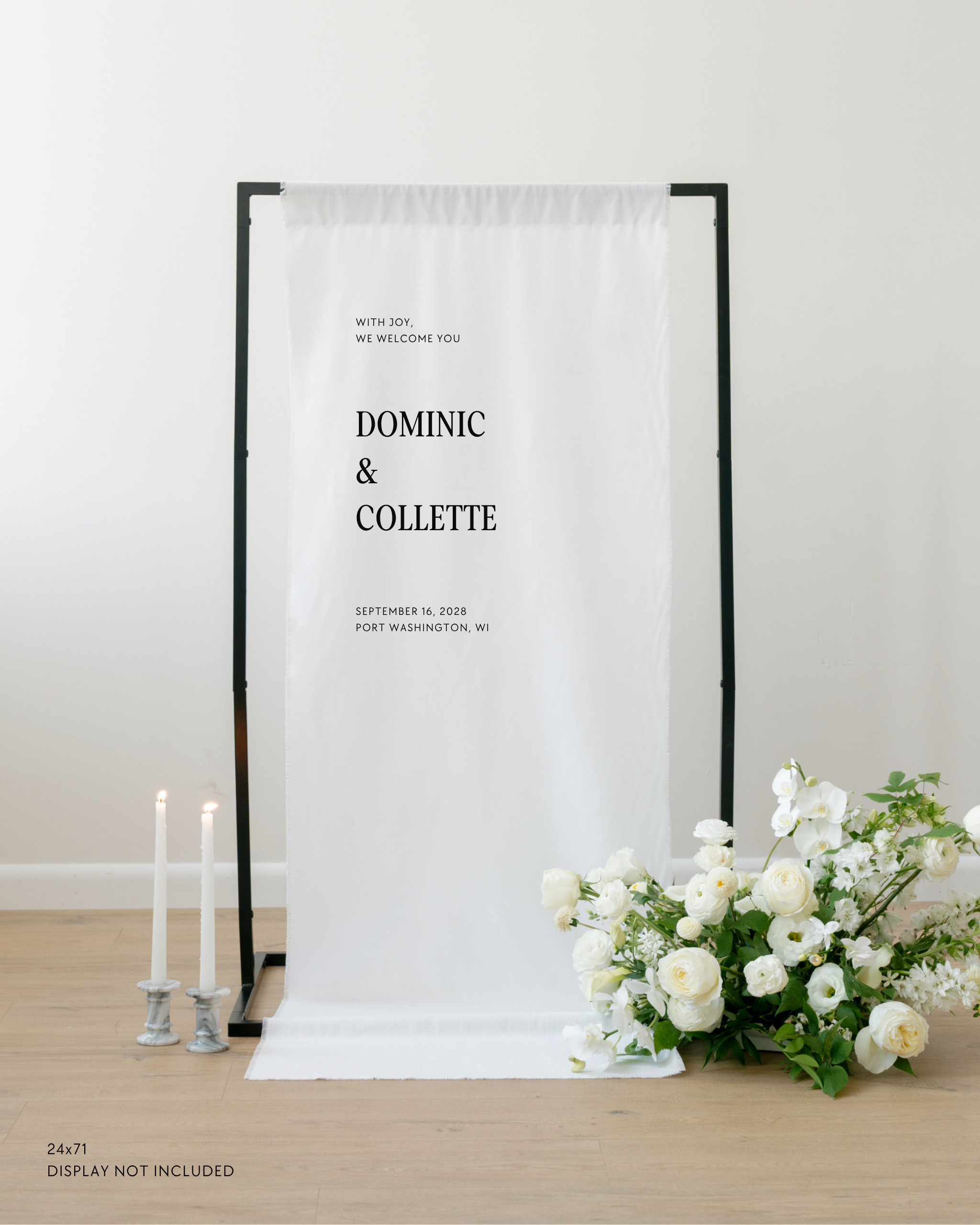 Linen Wedding Welcome Sign With Joy, We Welcome You