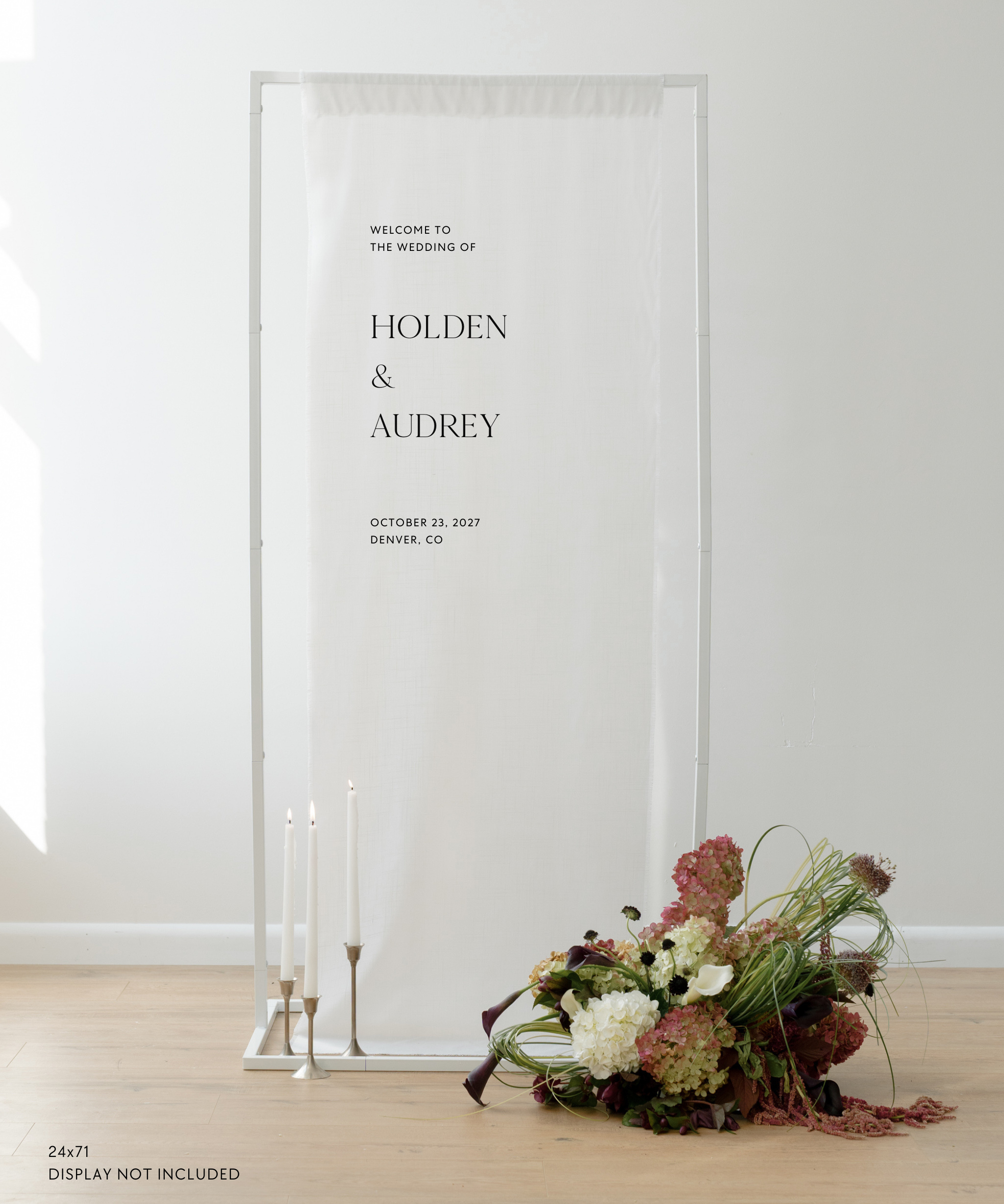 Linen Wedding Welcome Sign Holden and Audrey