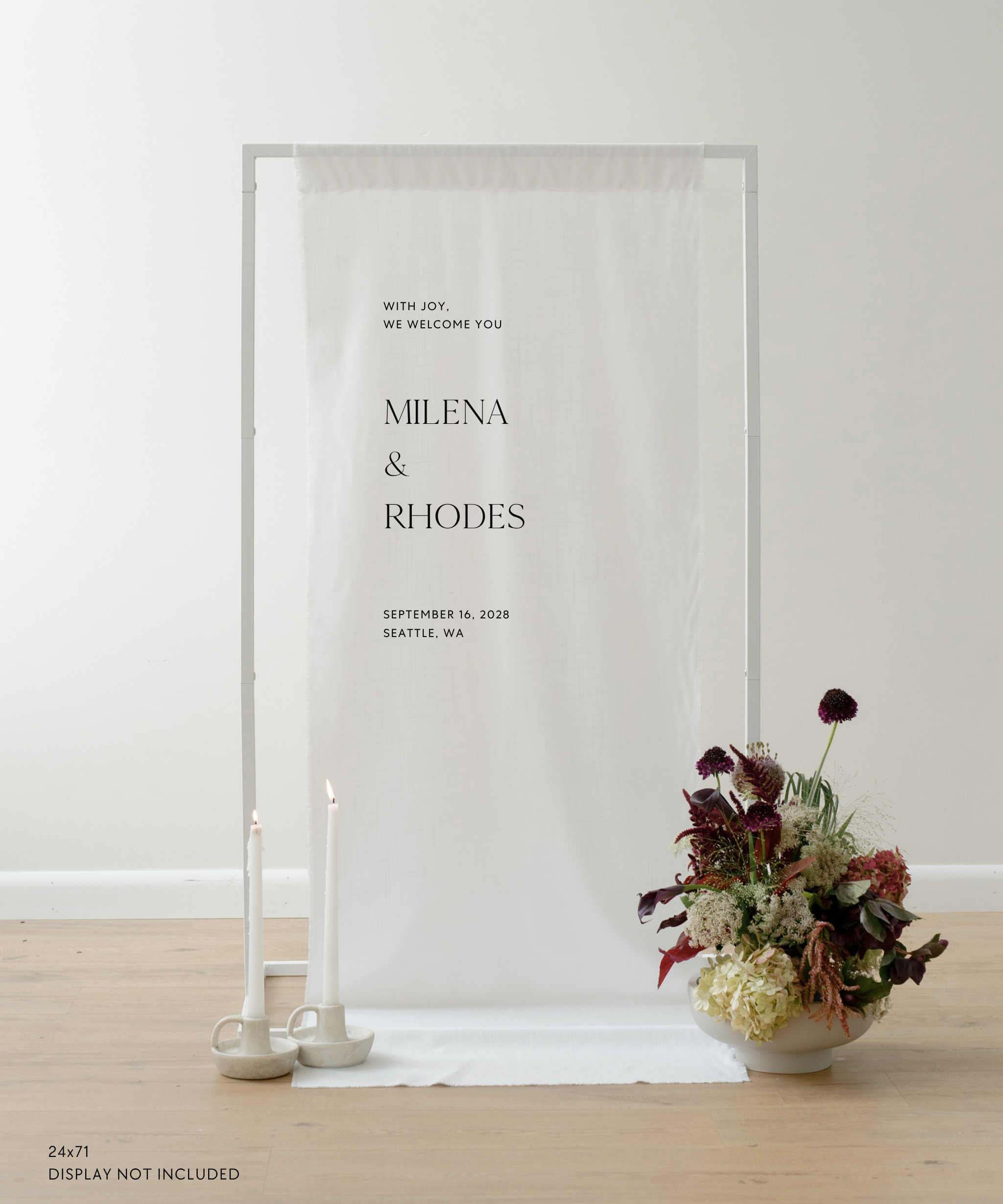 Linen Wedding Welcome Sign Milena and Rhodes