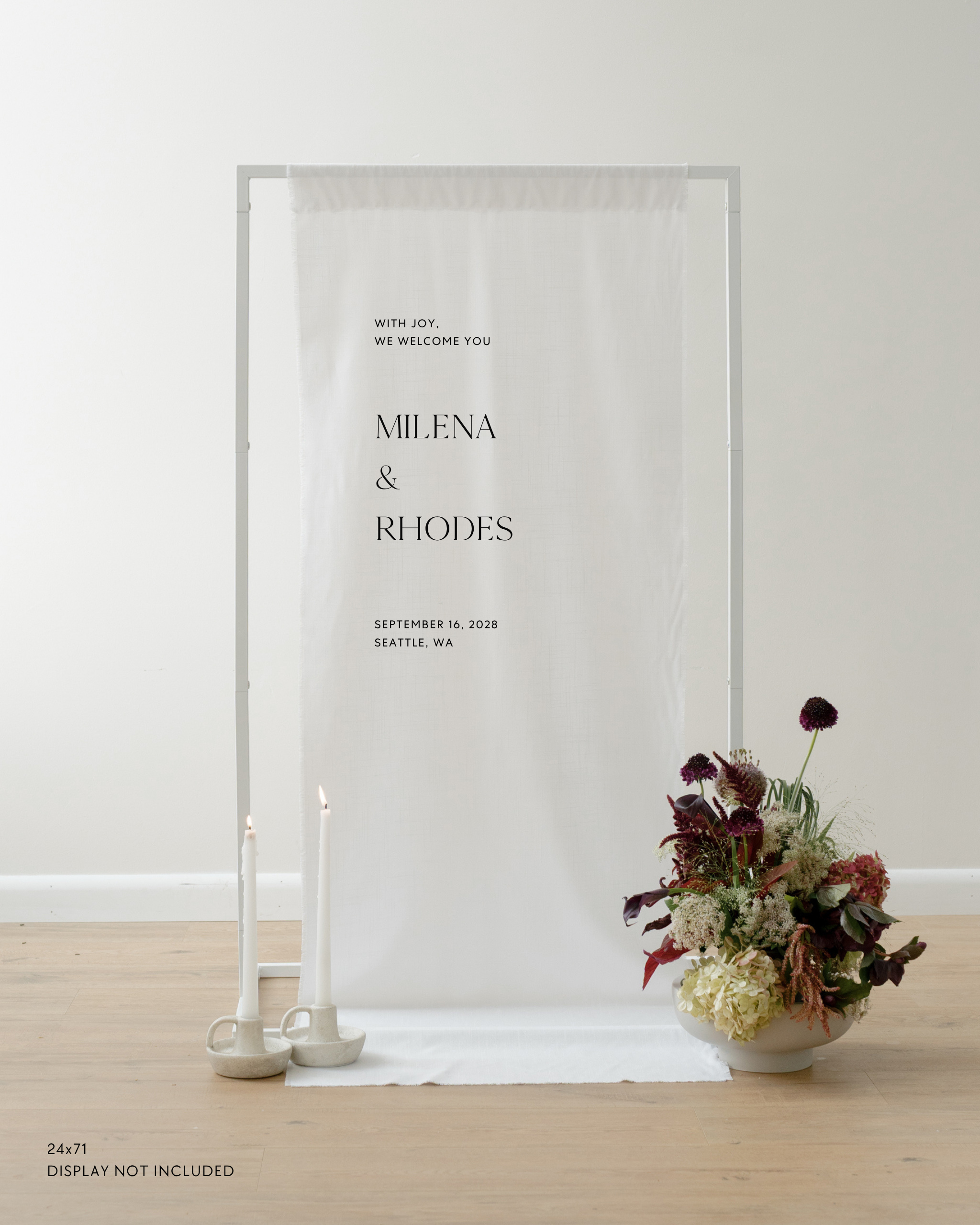 Linen Wedding Welcome Sign Milena and Rhodes