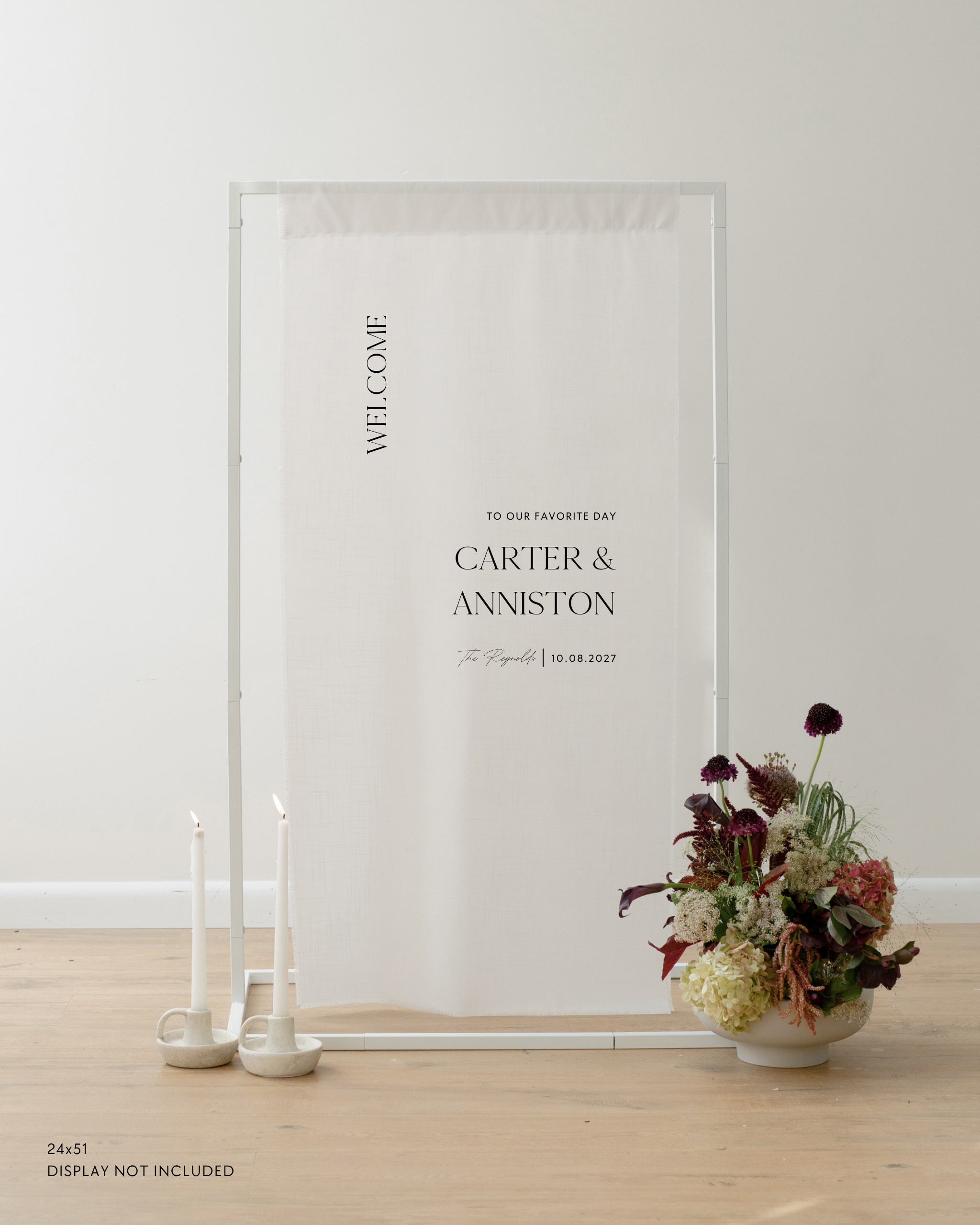 Linen Wedding Welcome Sign Carter and Anniston