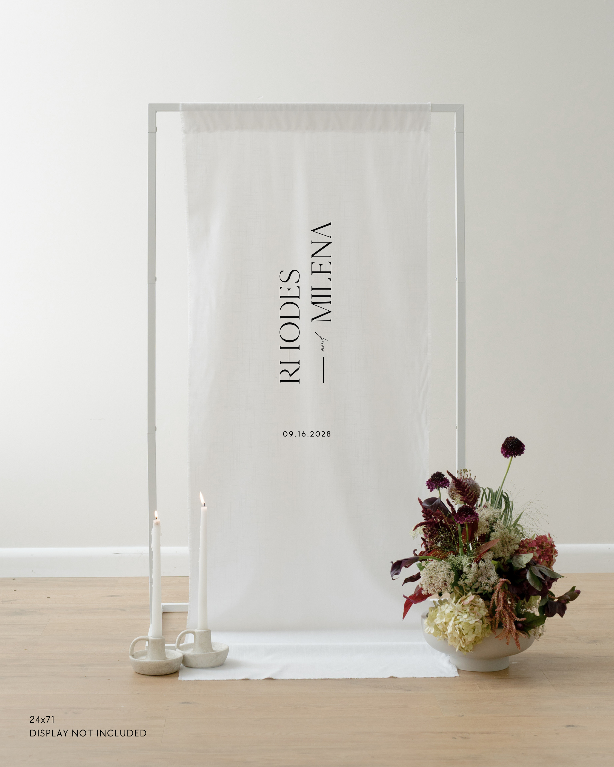 Linen Wedding Welcome Sign Rhodes and Milena