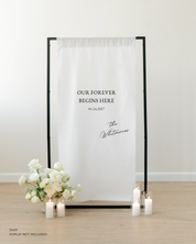 Linen Wedding Welcome Sign Our Forever Begins Here 01.24.2027