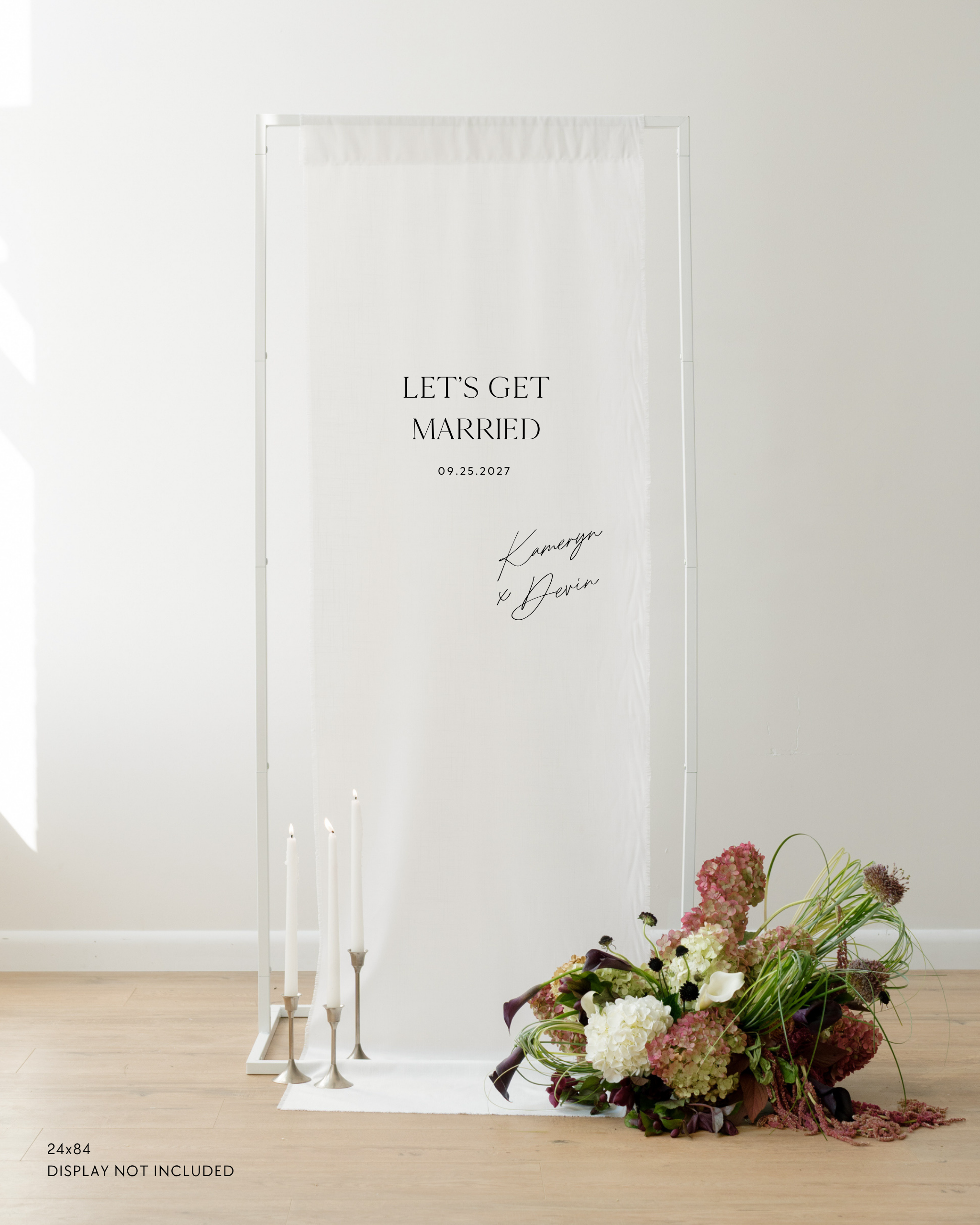 Linen Wedding Welcome Sign Lets Get Married