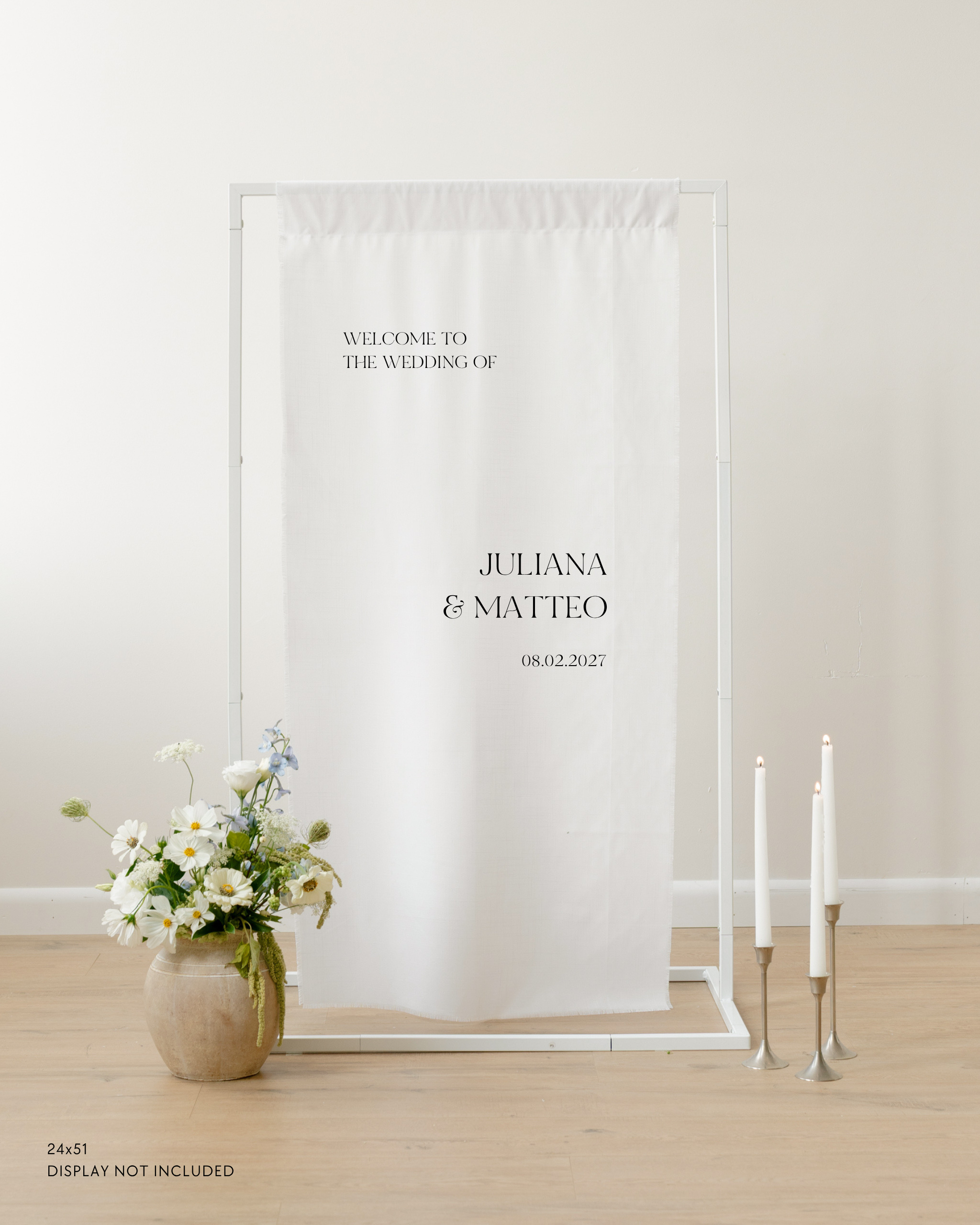 Linen Wedding Welcome Sign Juliana and Matteo