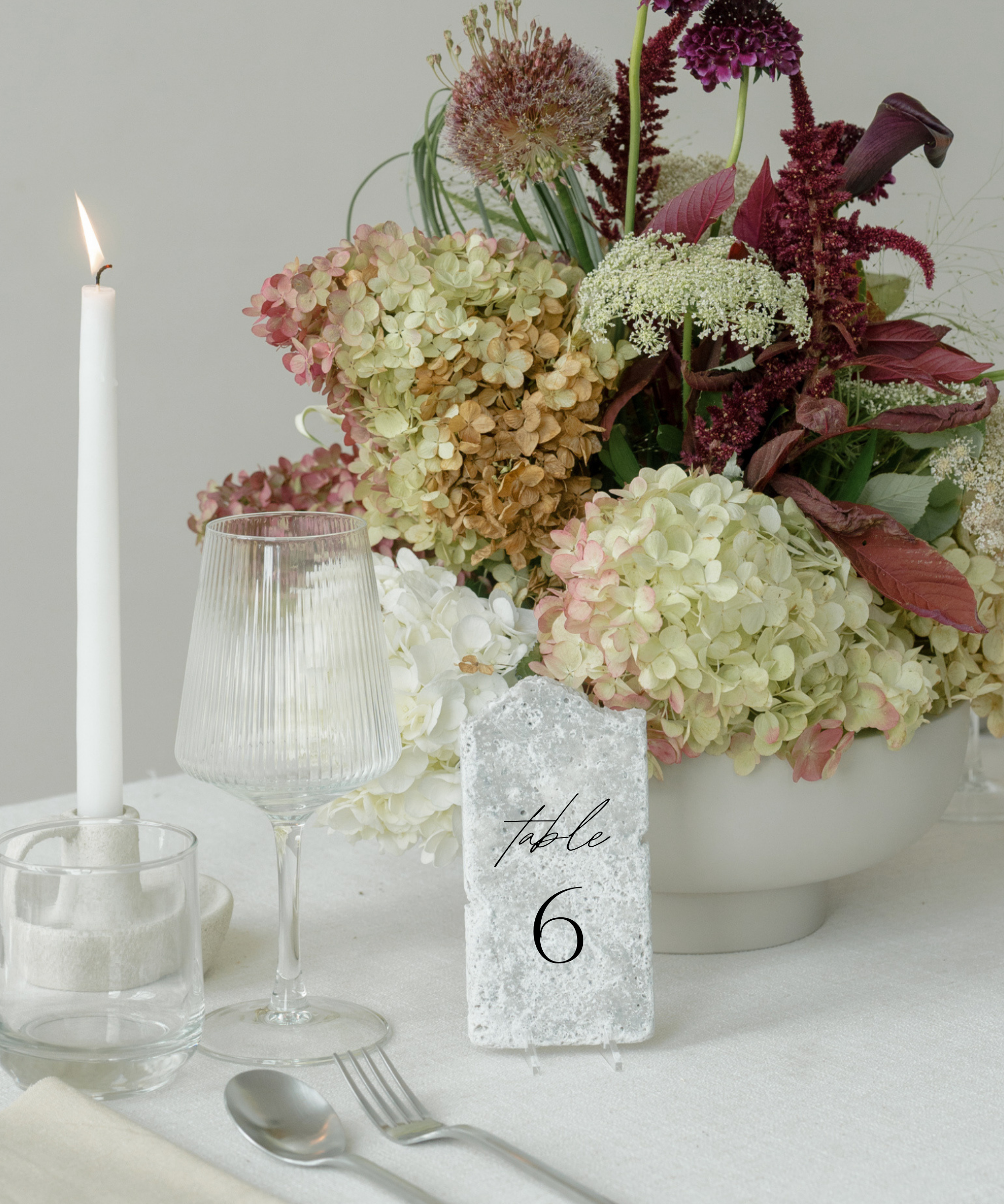 Stone Wedding Table Number 6