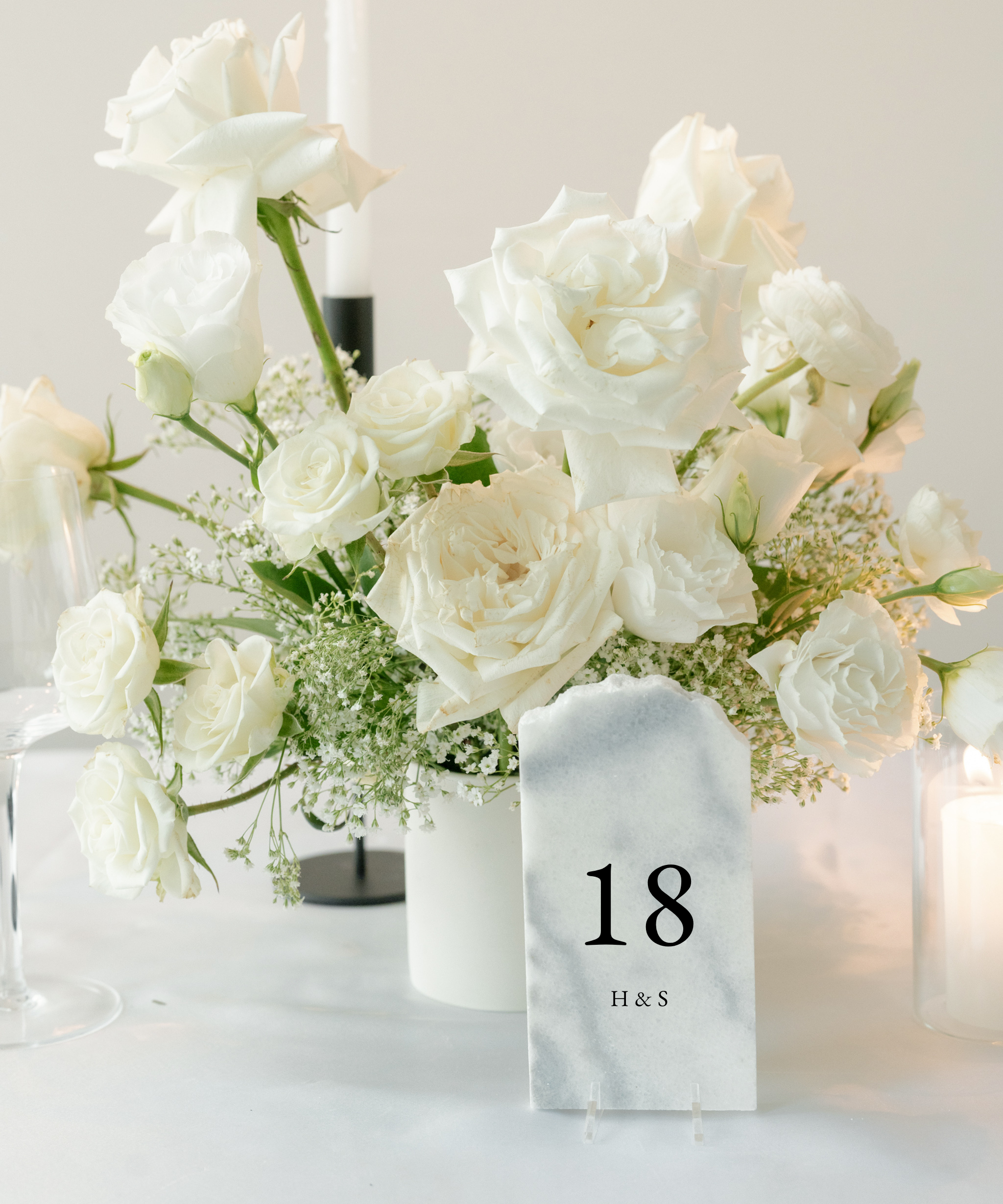 Stone Wedding Table Number 18 H&S
