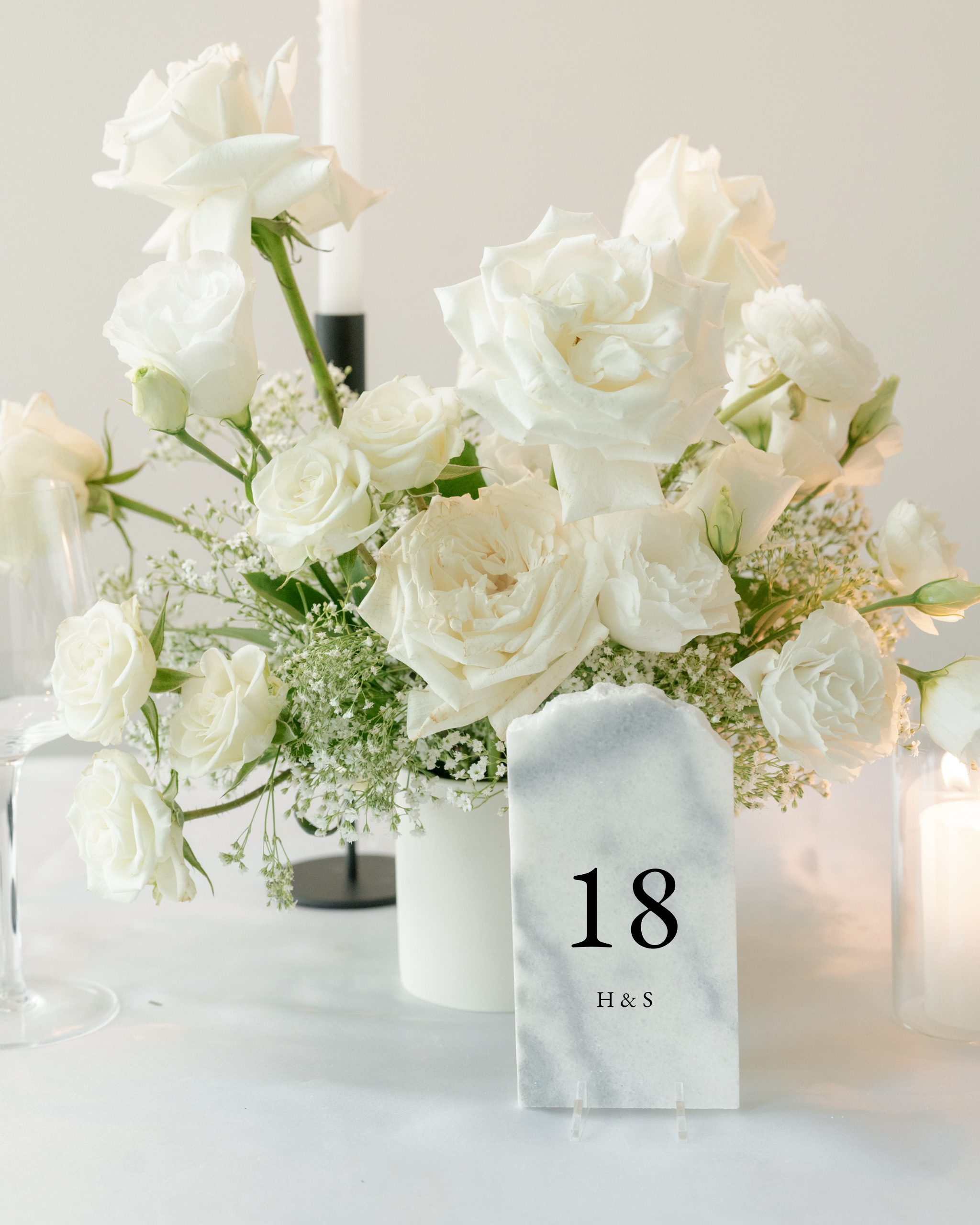 Stone Wedding Table Number 18 H&S
